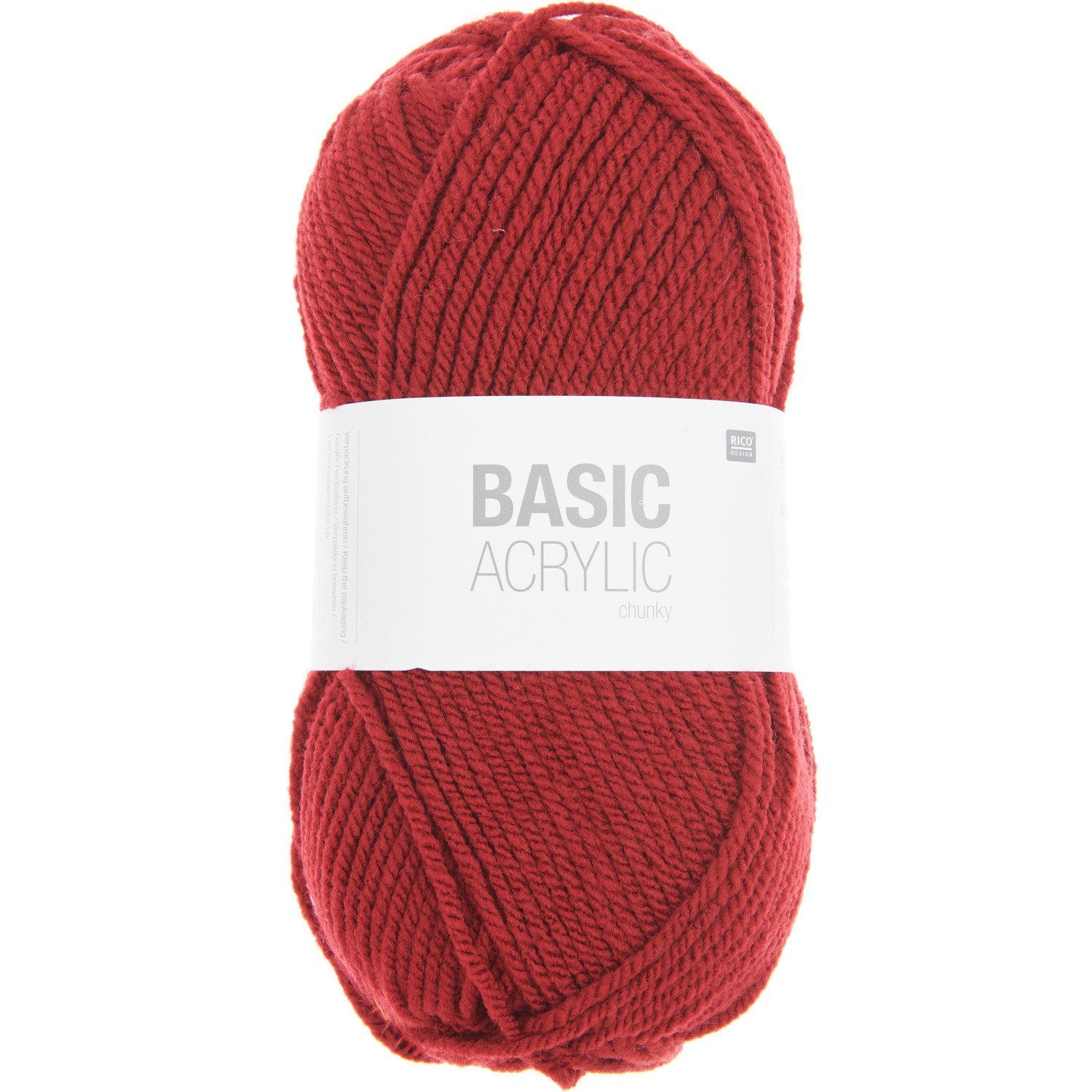 Basic Acrylic chunky, ein weiches Garn in Bordeaux von Rico Design, 100g Knäuel mit 156m Länge.