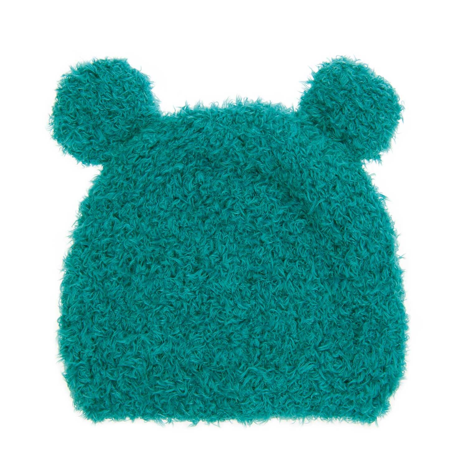 Strickset Mütze Bär türkis von Rico Design: Flauschige Mütze mit Bärenohren in leuchtendem Türkis.