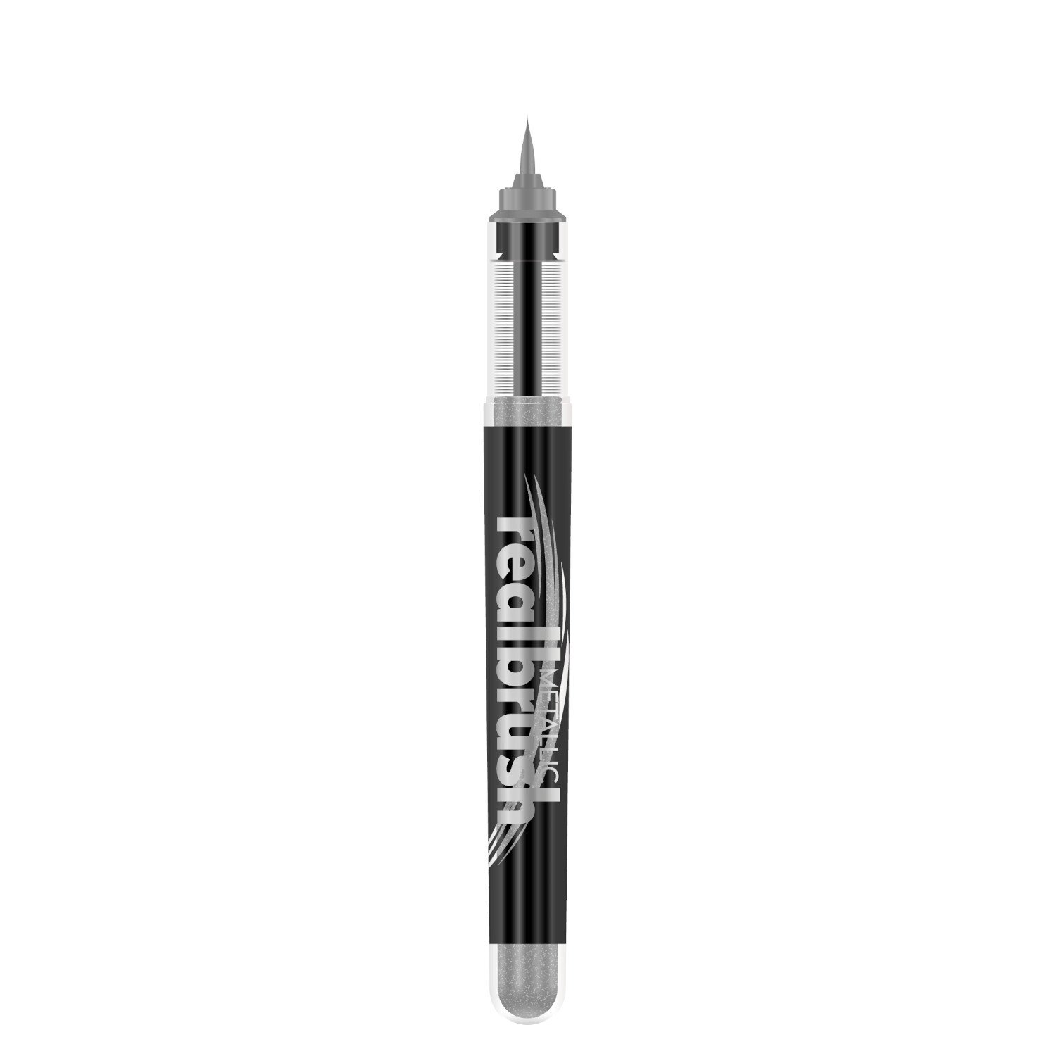 Realbrush Metallic Stift in schimmerndem Silber von karin, ideal für kreative Projekte und Kunstwerke.