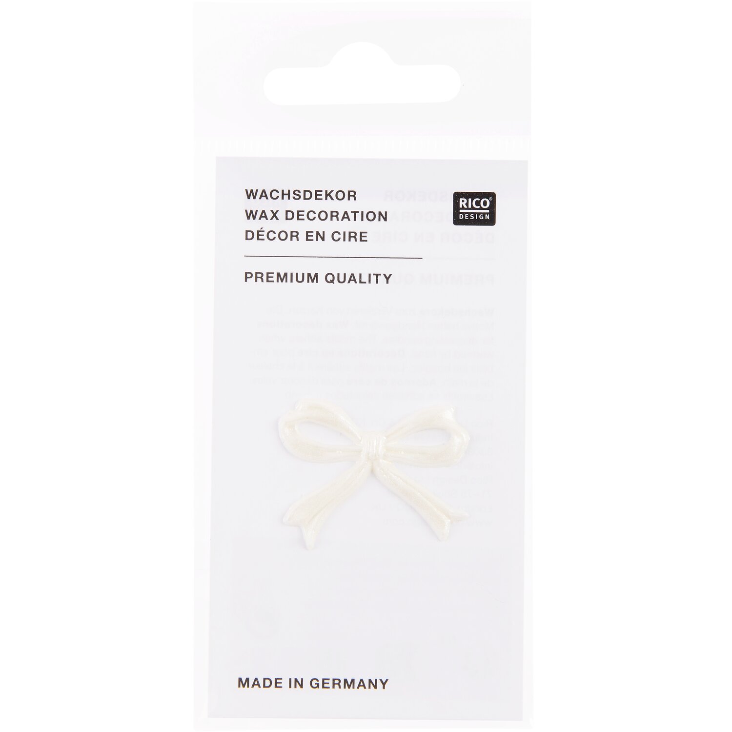 Wachsdekor Schleife groß 12x5,5cm Farbe Weiß Perlmutt von Rico Design