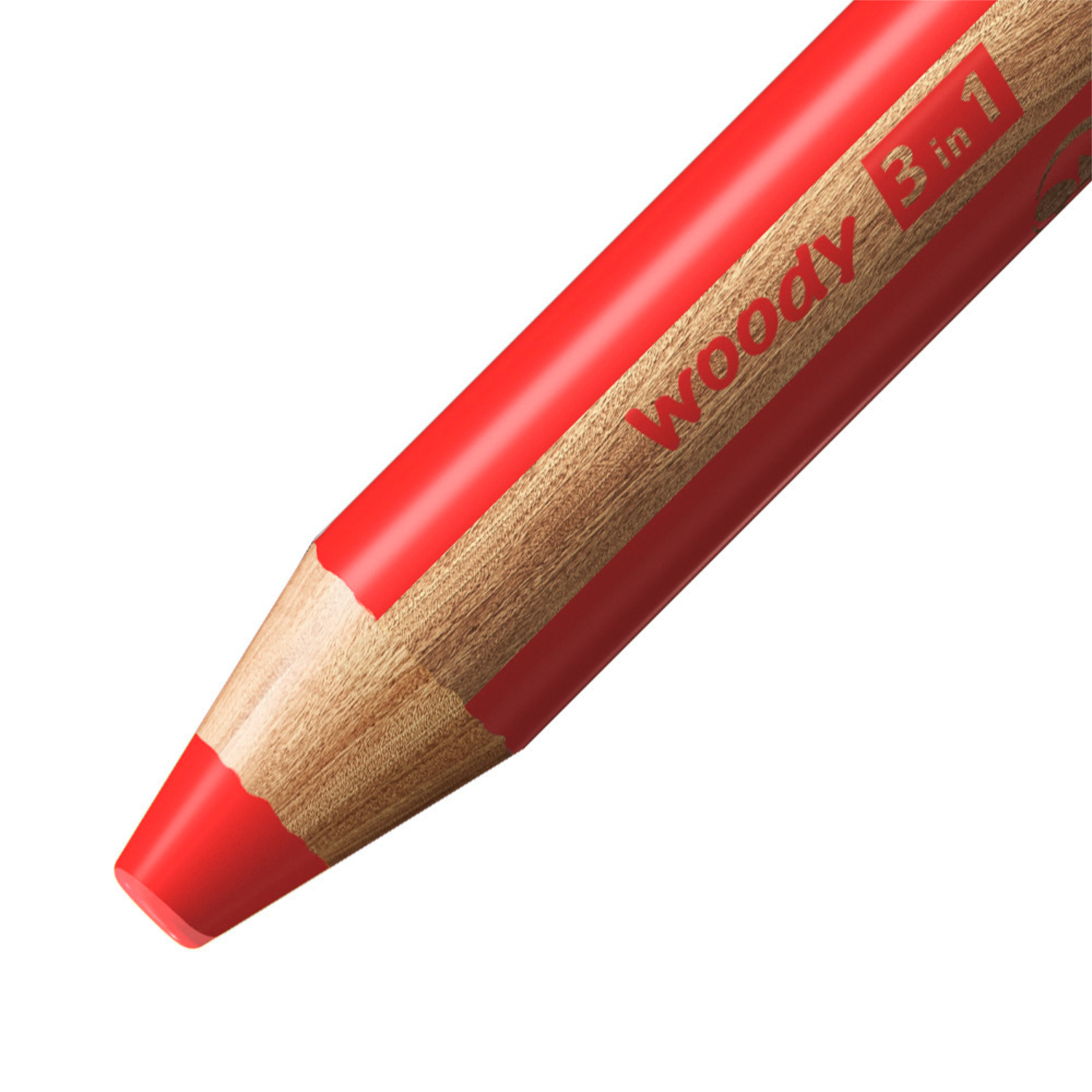 Woody im Etui: Roter STABILO Buntstift, 3-in-1, ideal für kreative Projekte, 6 Stück, 10mm.