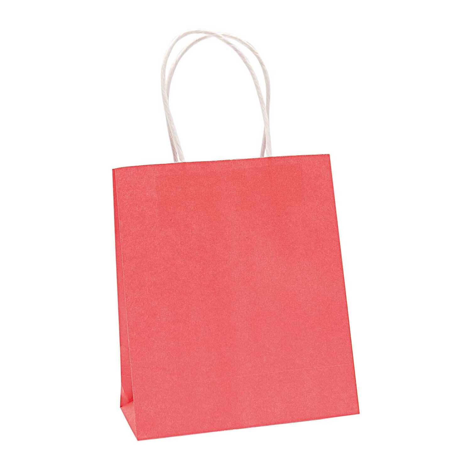 Papiertüte rot von Rico Design, ideal für Geschenke, mit robusten weißen Griffen.