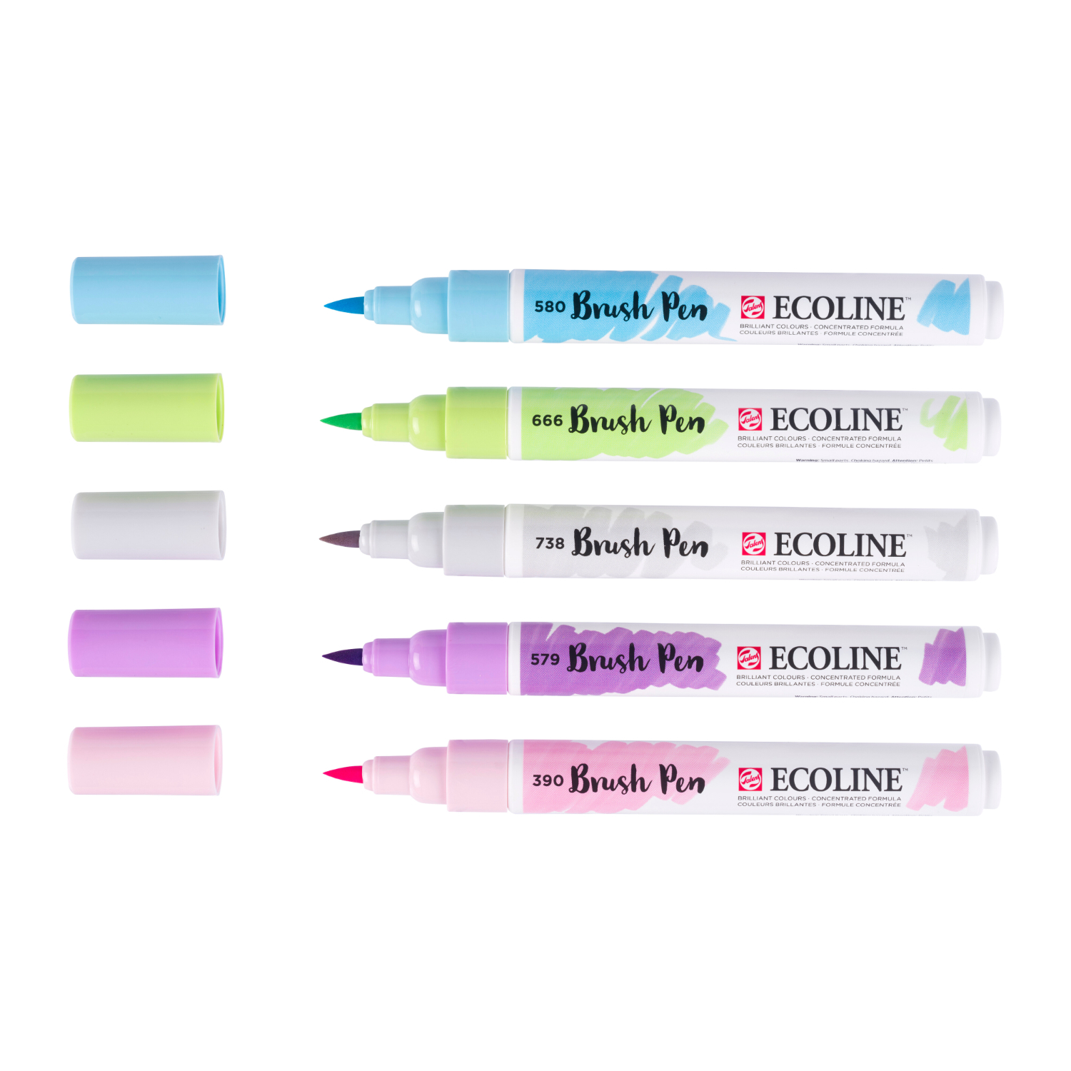 Ecoline Brush Pen Set Pastellfarben: Fünf hochwertige Pinselstifte in sanften Tönen für kreative Projekte.