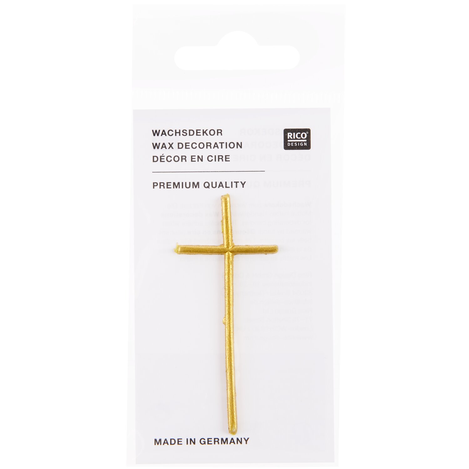 Wachsdekor Kreuz mittel 6,2x2,7cm Farbe Gold von Rico Design