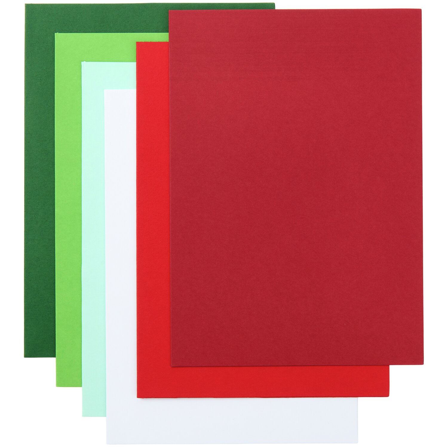 Paper Poetry Kartenset Basic grün-rot B6, 36-teilig, zeigt farbige Karten in Rot, Grün und Weiß. Ideal für kreative Projekte.
