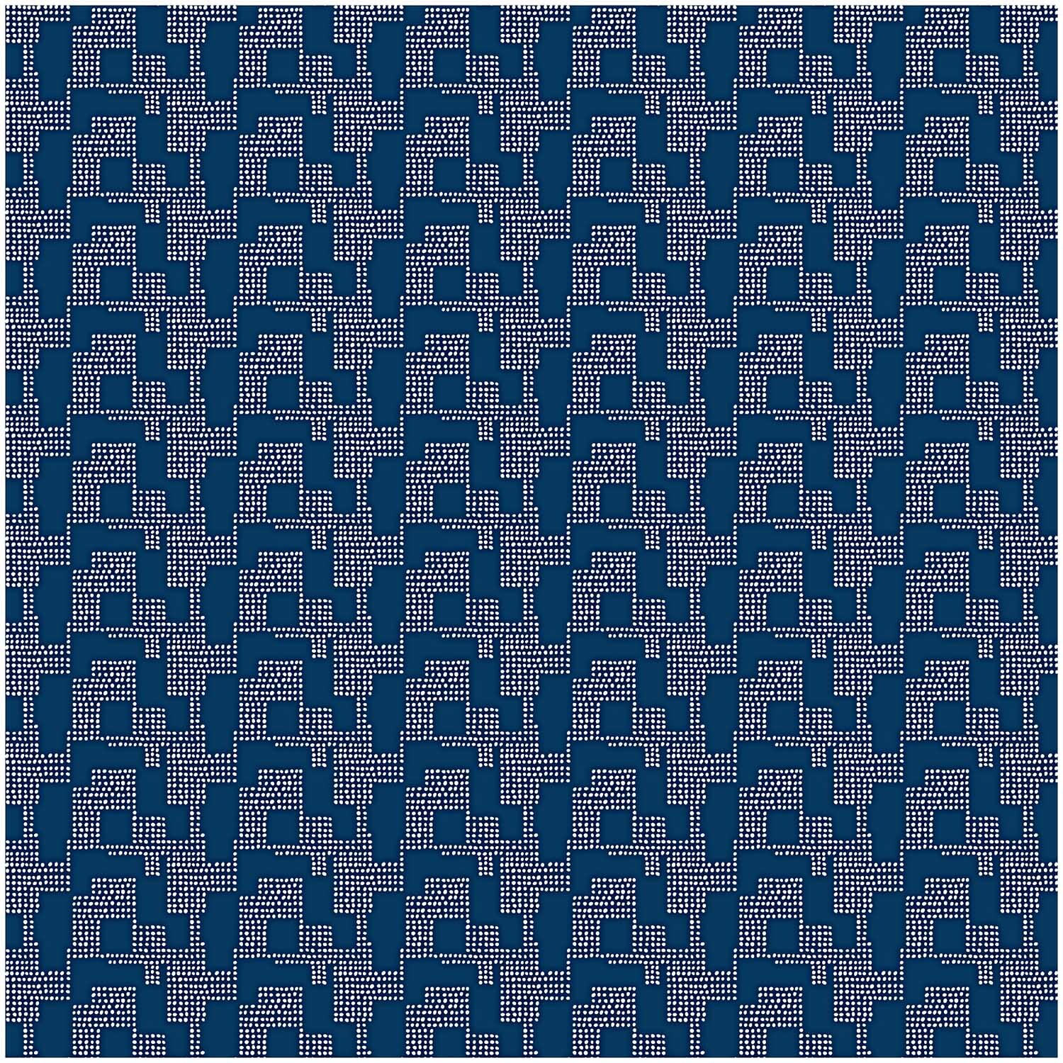 Druckstoff mit grafischem Muster in Dunkelblau von Rico Design, ideal für kreative Projekte.