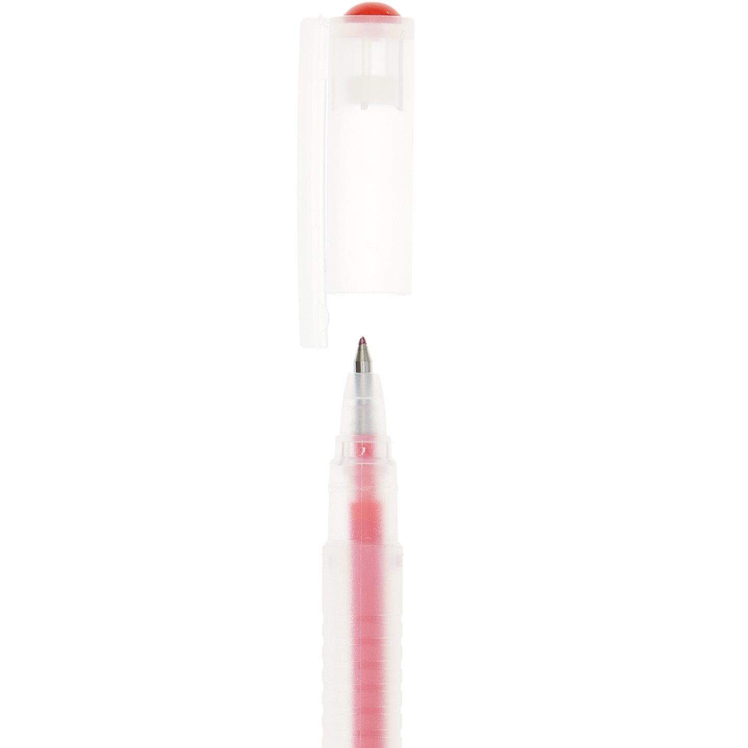 Gelstift Basic 0,5mm in Rot von Rico Design, mit transparenter Kappe, ideal für präzises Schreiben.