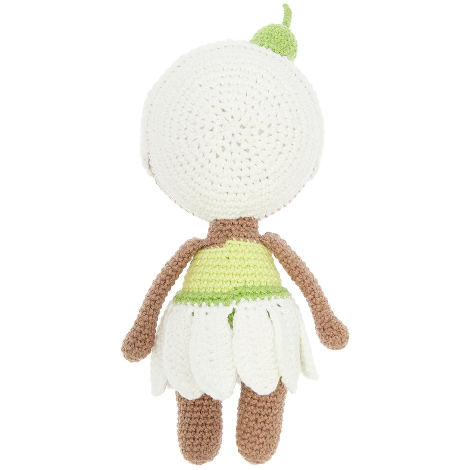 Creative Ricorumi dk: Gehäkelte Puppe in Nougat, Weiß und Pistazie von Rico Design, 25g, mit Blumenmuster.