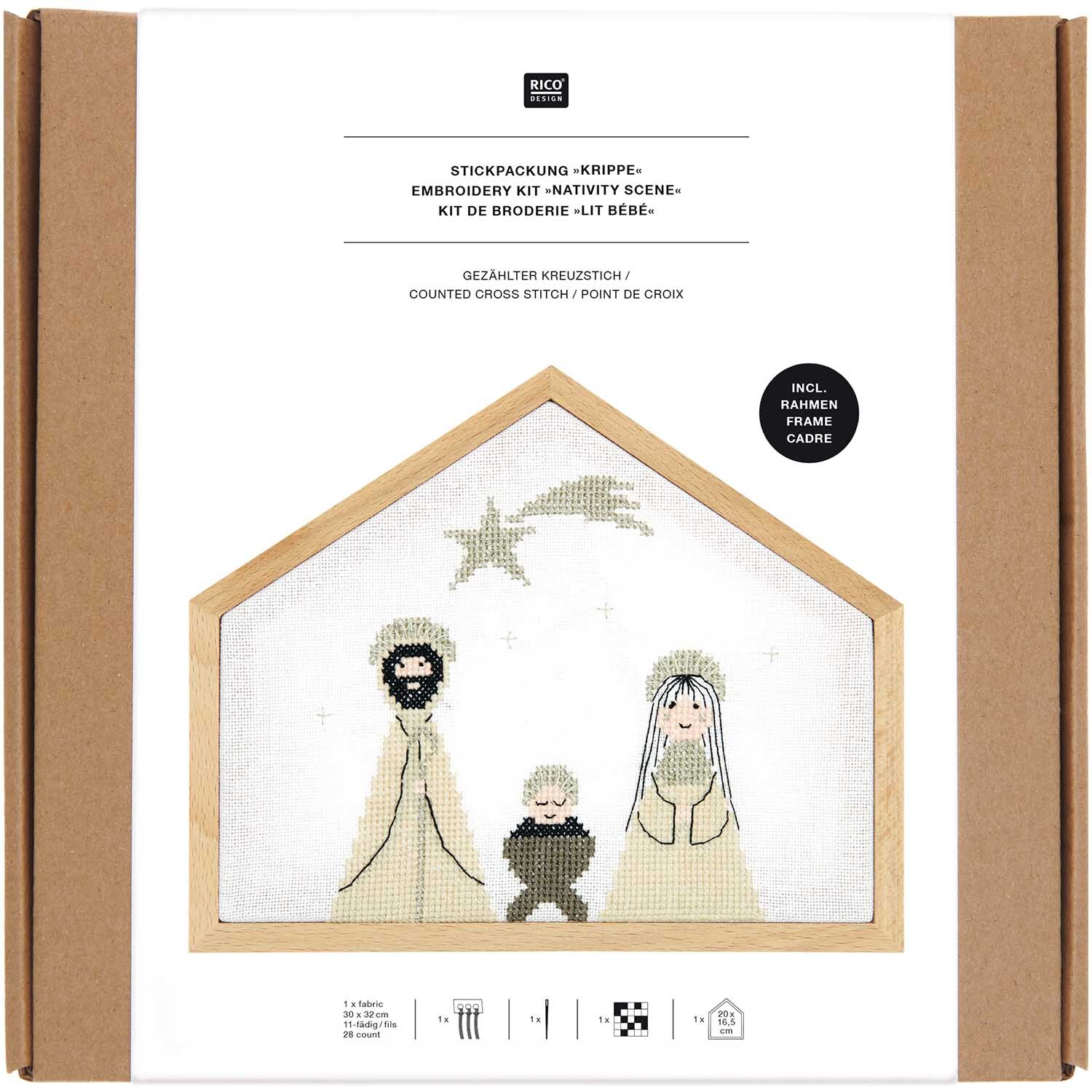 Stickpackung Krippe klein 20x16,5 von Rico Design