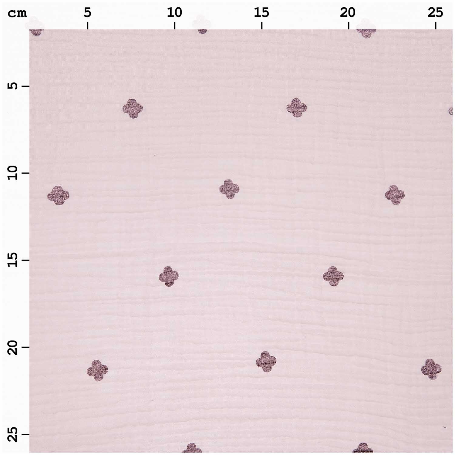 Stoffabschnitt Krinkelmusselin Blüten rosa 50x130cm Hot Foil von Rico Design