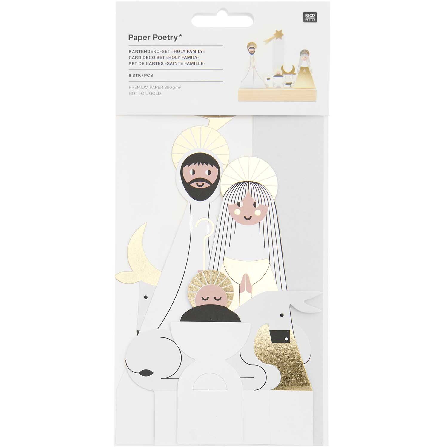 Paper Poetry Kartendeko-Set Holy Family 6 Stück 350g/m2 von Rico Design