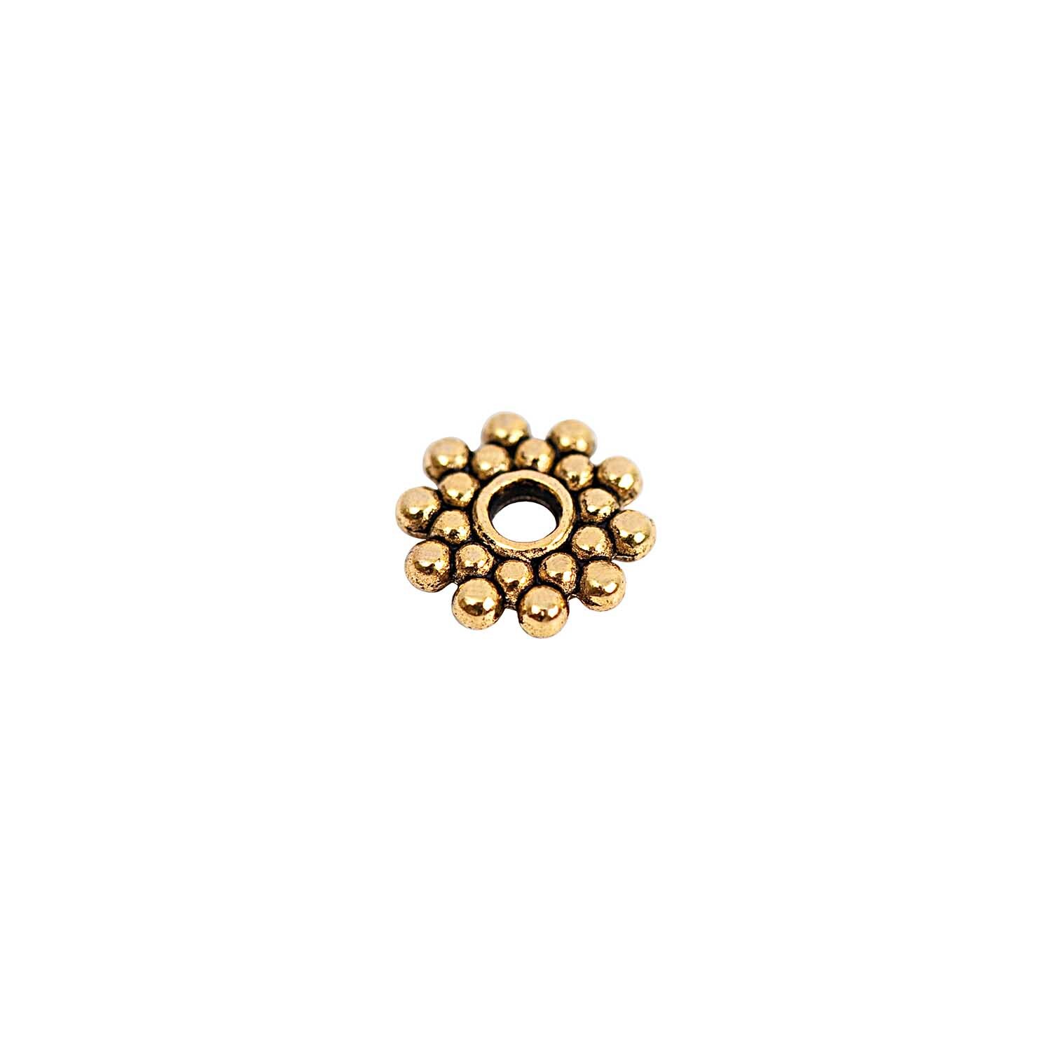Scheibe rund gold 8x2mm 30 Stück von Rico Design, dekorative goldene Perle in Blumenform.