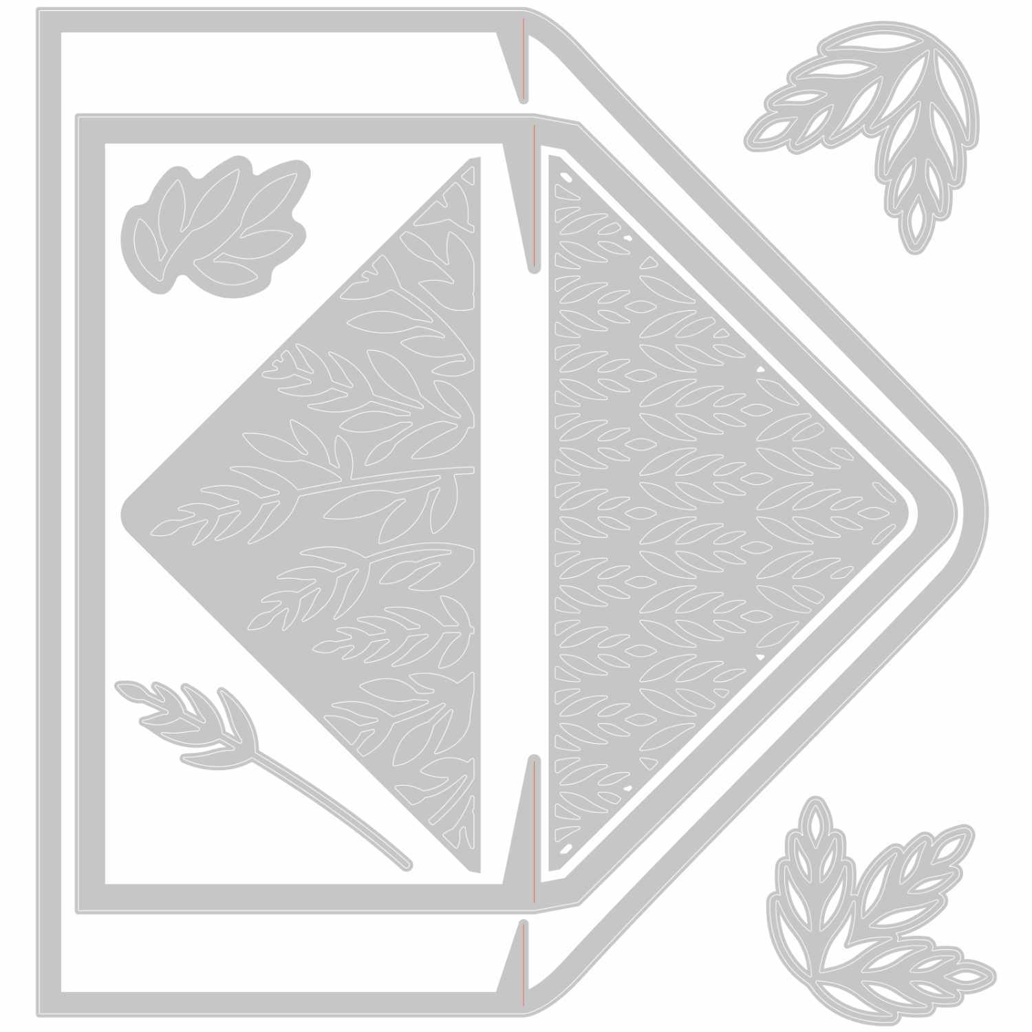 Thinlits Die Botanic Envelope Liners mit botanischem Muster, ideal für kreative Briefumschläge. Enthält Blätterdesigns von Sizzix.