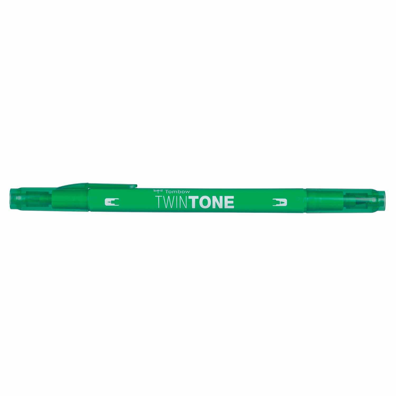 TwinTone Fasermaler von Tombow in Grün, doppelseitig mit feiner und breiter Spitze für präzises Zeichnen und Schreiben.