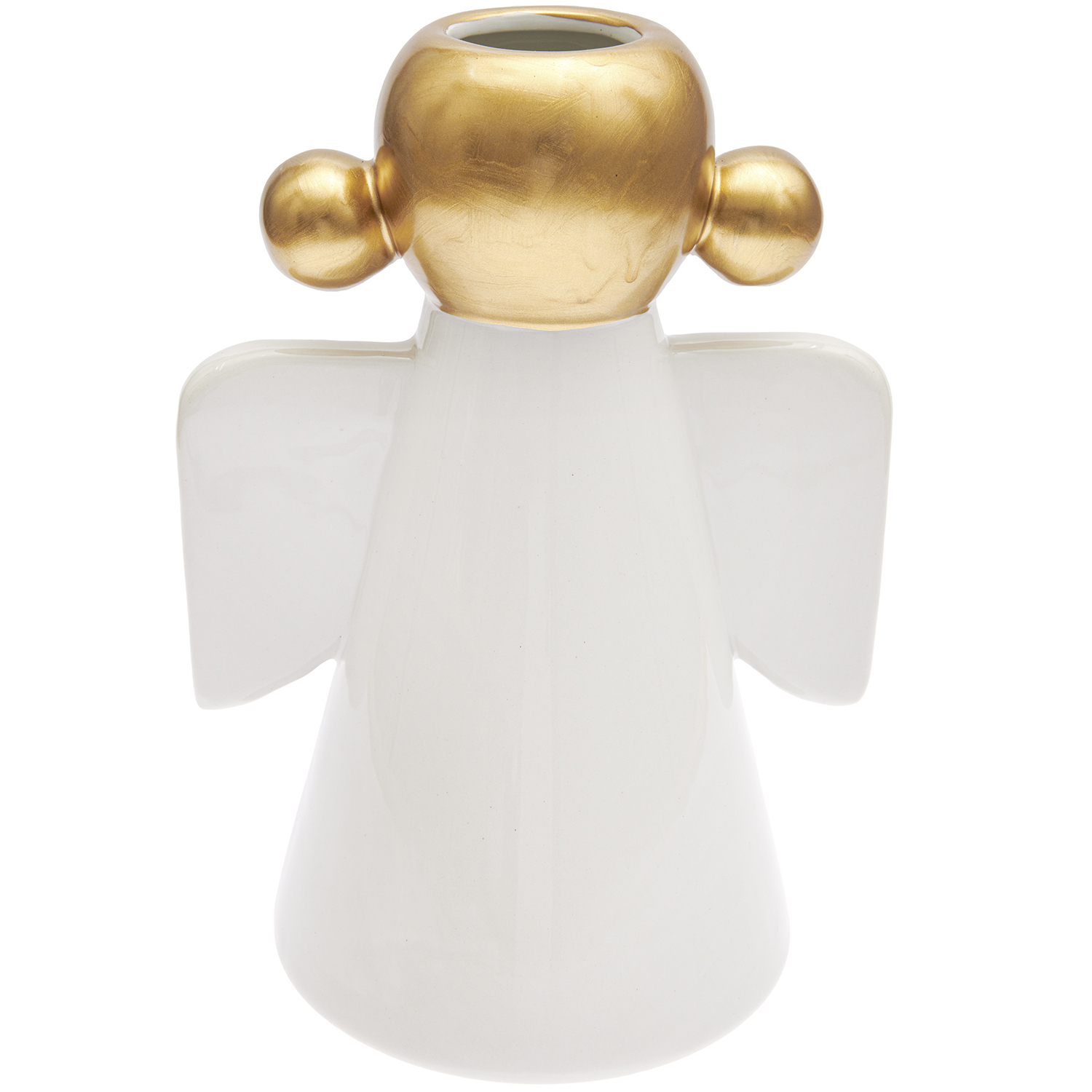 Keramik Vase Engel weiß 26,5cm von Rico Design, mit goldenen Details und Engelsflügeln. Ideal für stilvolle Dekorationen.