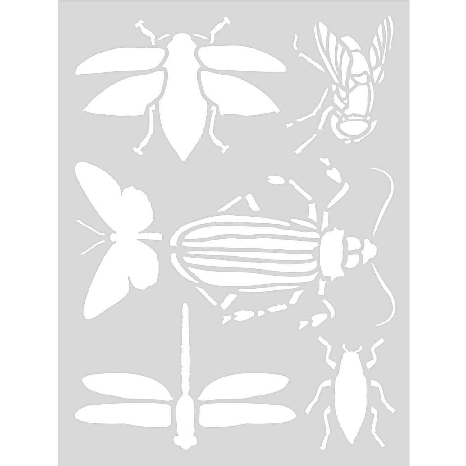 Schablone Insekten 18,5x24,5cm selbstklebend zeigt verschiedene Insektenformen von Rico Design. Ideal für kreative Projekte.