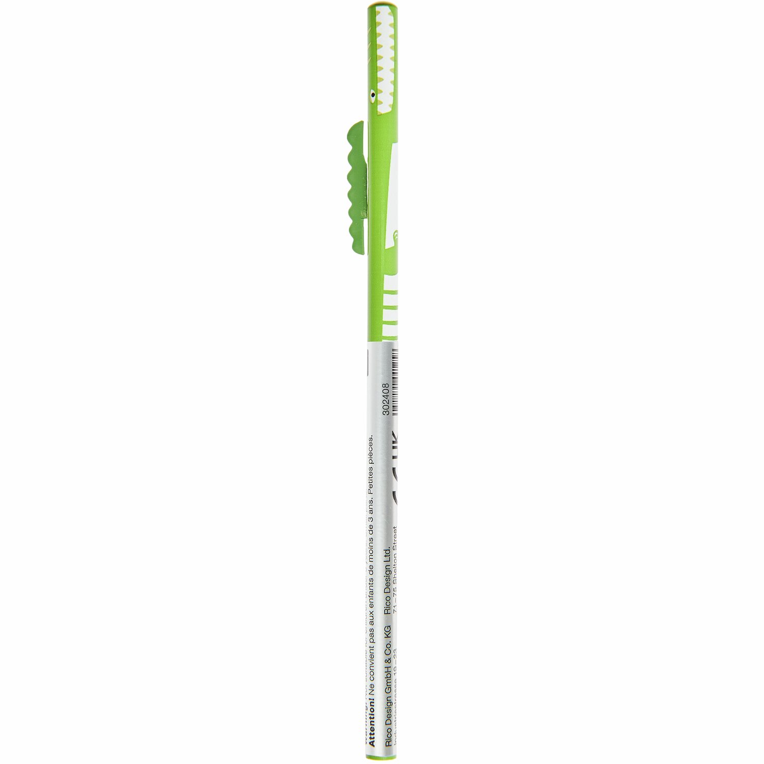 Bleistift Krokodil: Ein grüner Bleistift von Rico Design mit Krokodil-Motiv, ideal für Kinder.