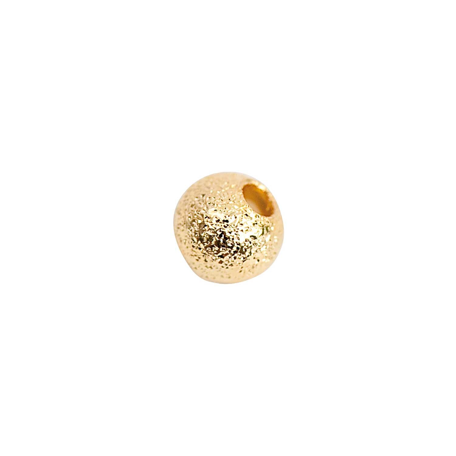 Kugel rau gold 4mm 20 Stück von Rico Design. Eine einzelne goldene, raue Perle mit Loch. Ideal für Schmuckdesign.