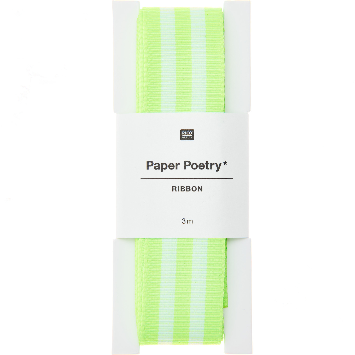 Paper Poetry Webband Duo Streifen Neon  25mmx3m Farbe Grün/Weiß von Rico Design