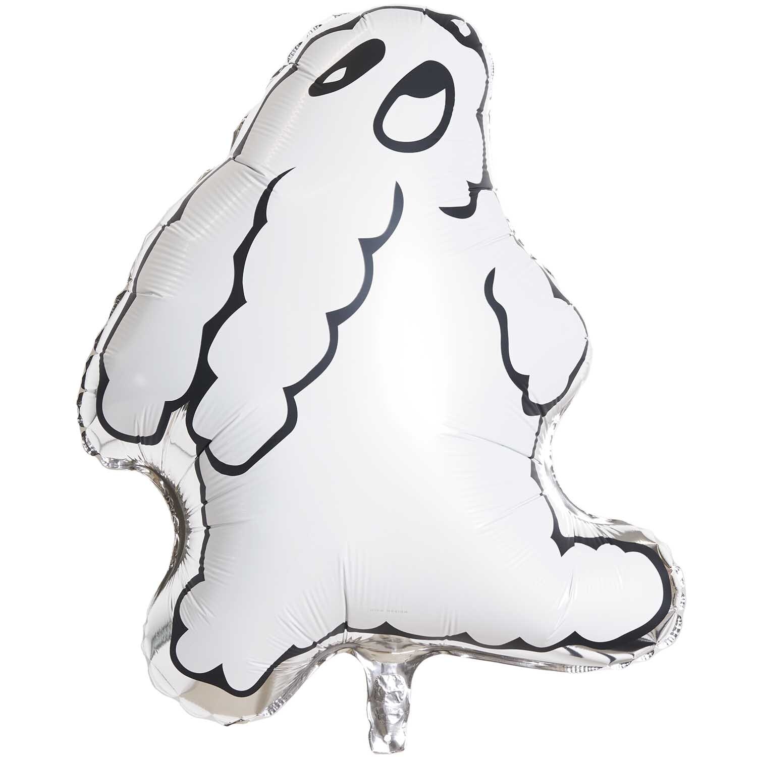 Folienballon Hase sitzend von Rico Design, 53x62cm, zeigt einen weißen, sitzenden Hasen.