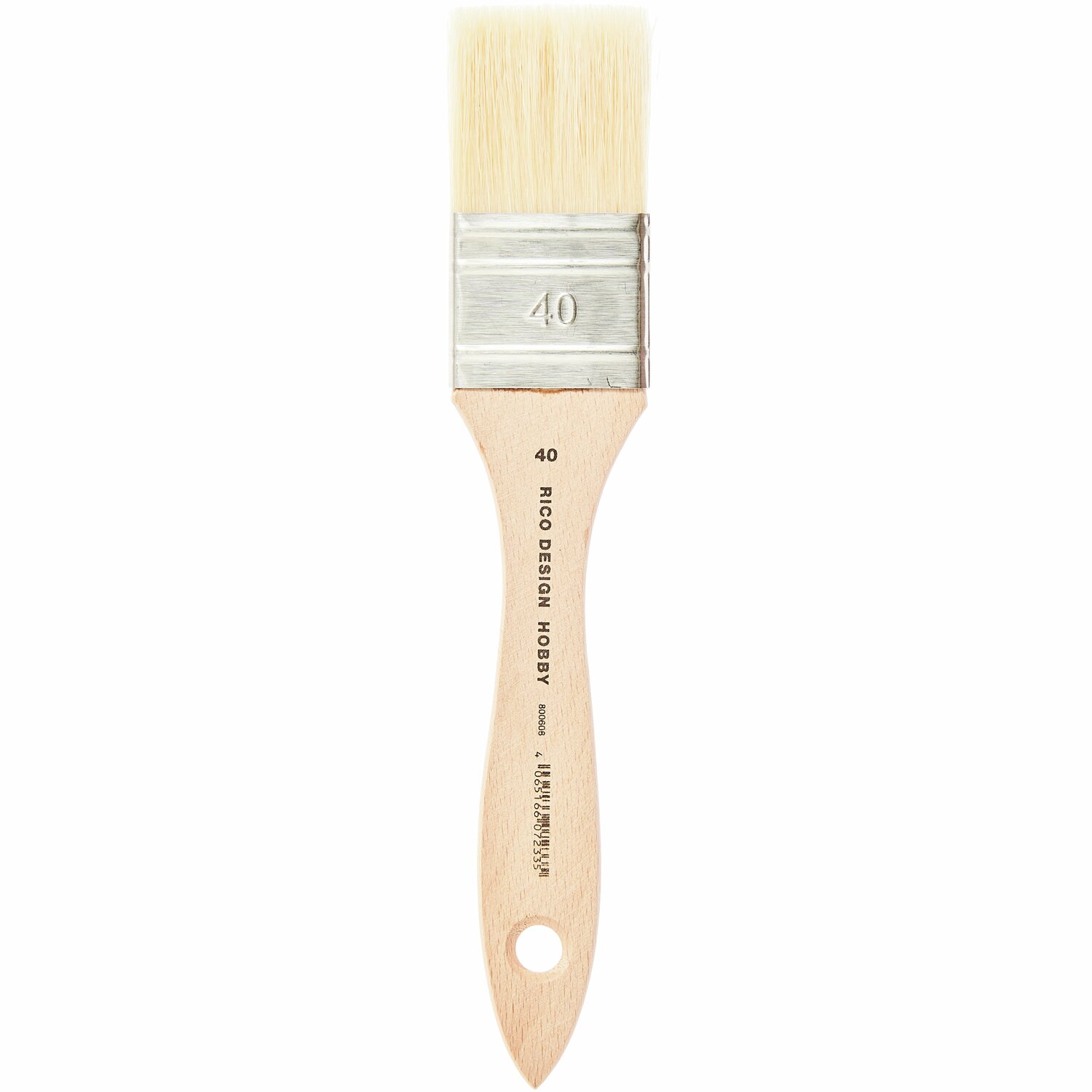 Pinsel Hobby Borste breit: Breiter Pinsel von Rico Design mit hellem Holzgriff und Borsten. Ideal für kreative Malprojekte.