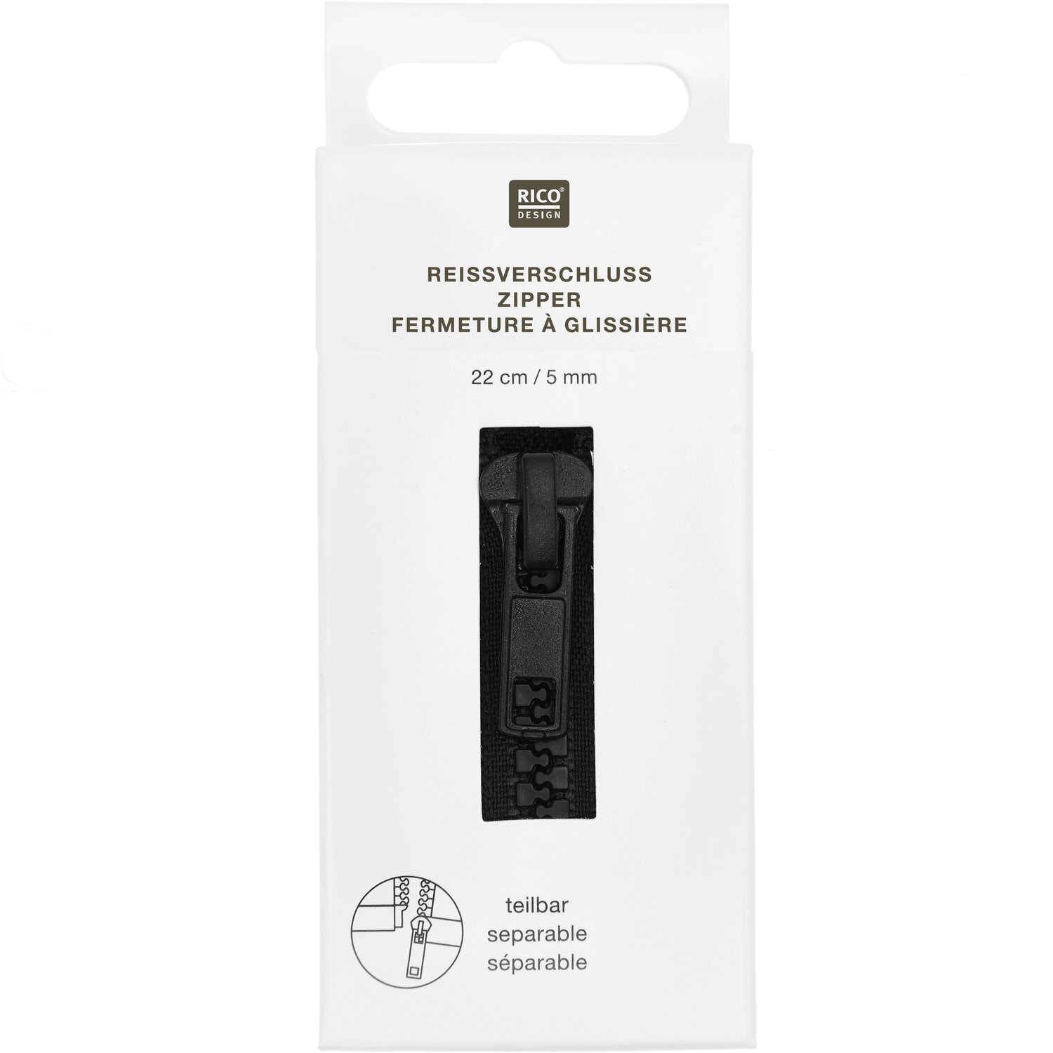 Kunststoff Reißverschluss 5mm Schwarz von Rico Design
