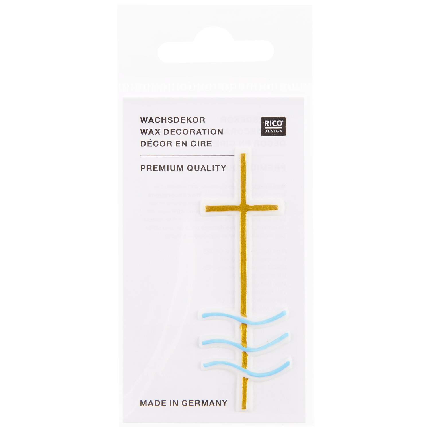 Wachsdekor Kreuz mit Wellen, gold 7,5x2,5cm von Rico Design