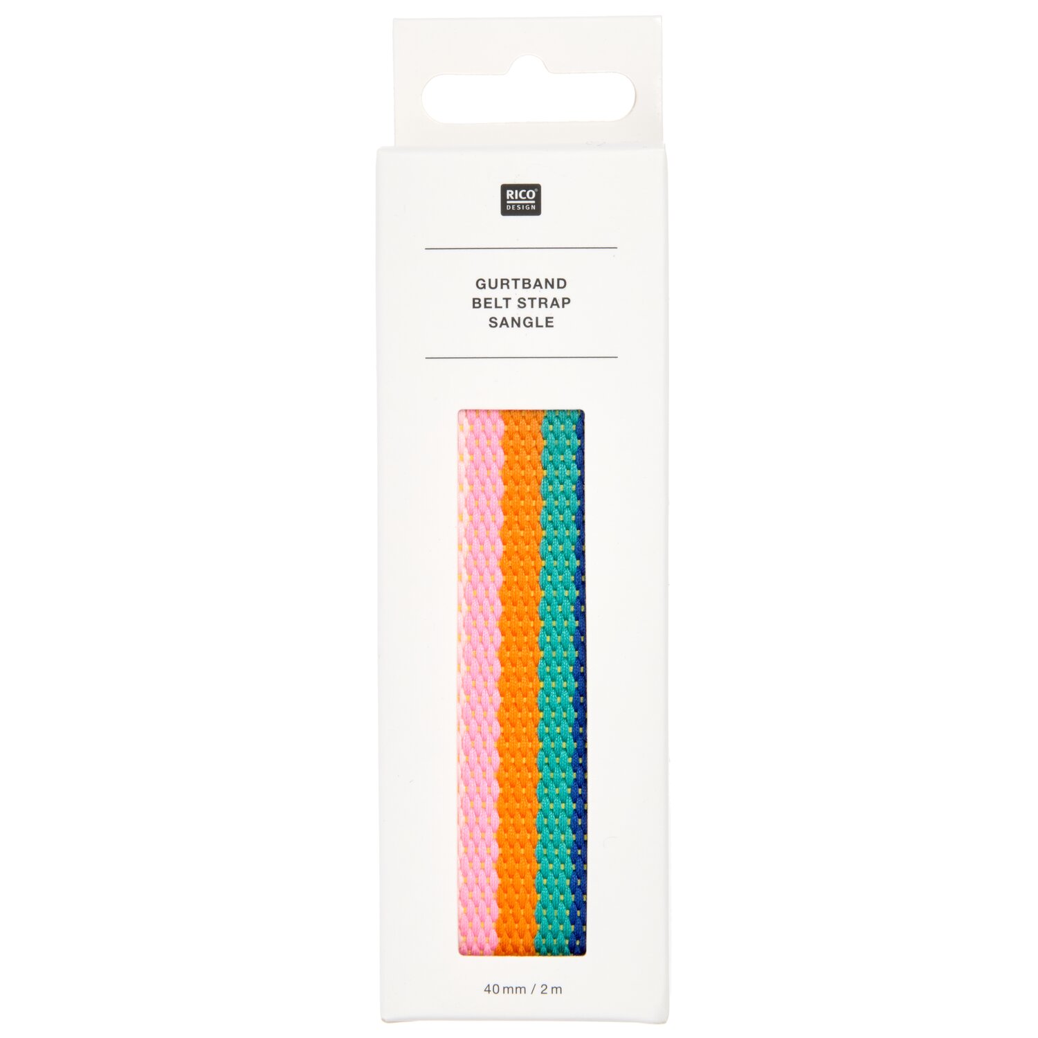 Gurtband gestreift 40mm 2m Farbe Rainbow von Rico Design
