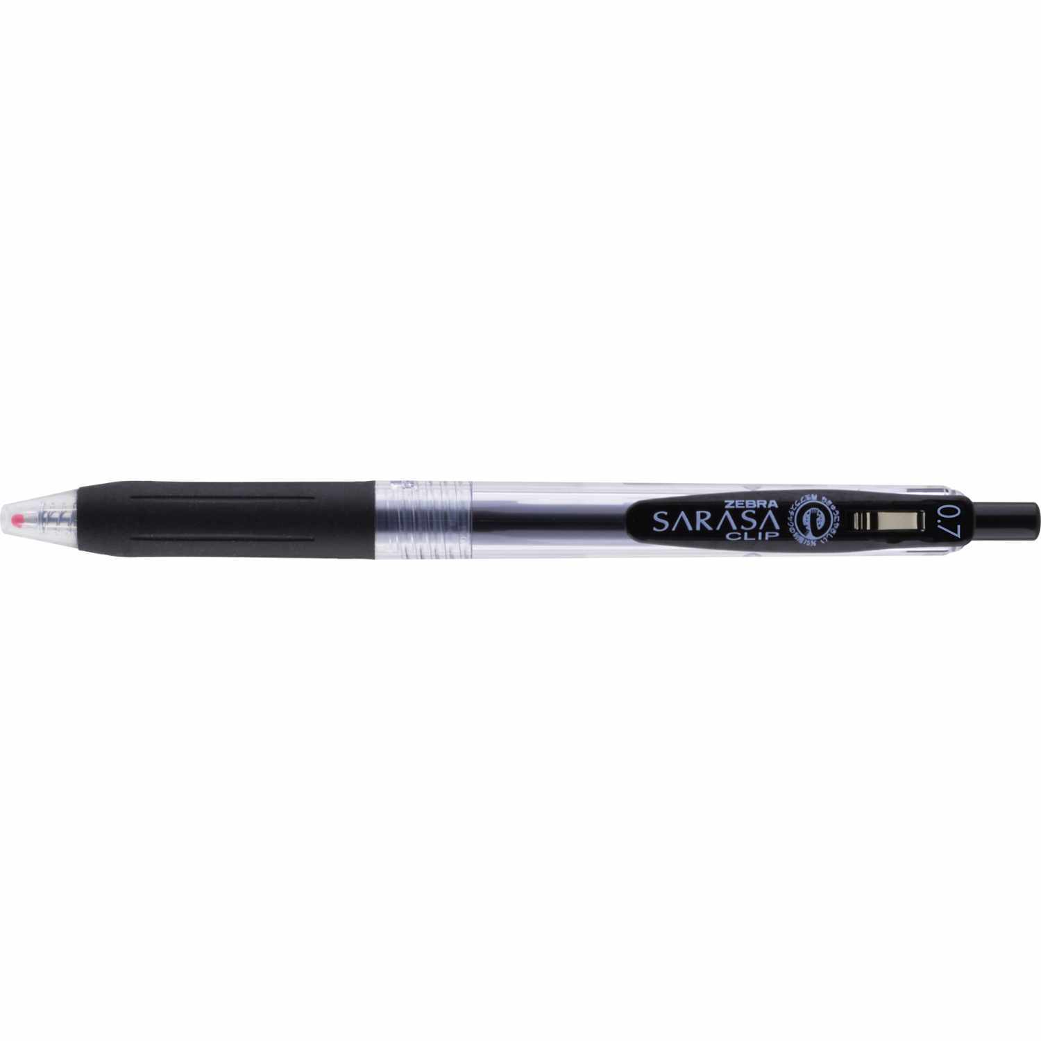 Sarasa Gel-Stift mit Clip, 0,7mm, zeigt elegantes Design in Schwarz, Marke ZEBRA, ideal für präzises Schreiben.