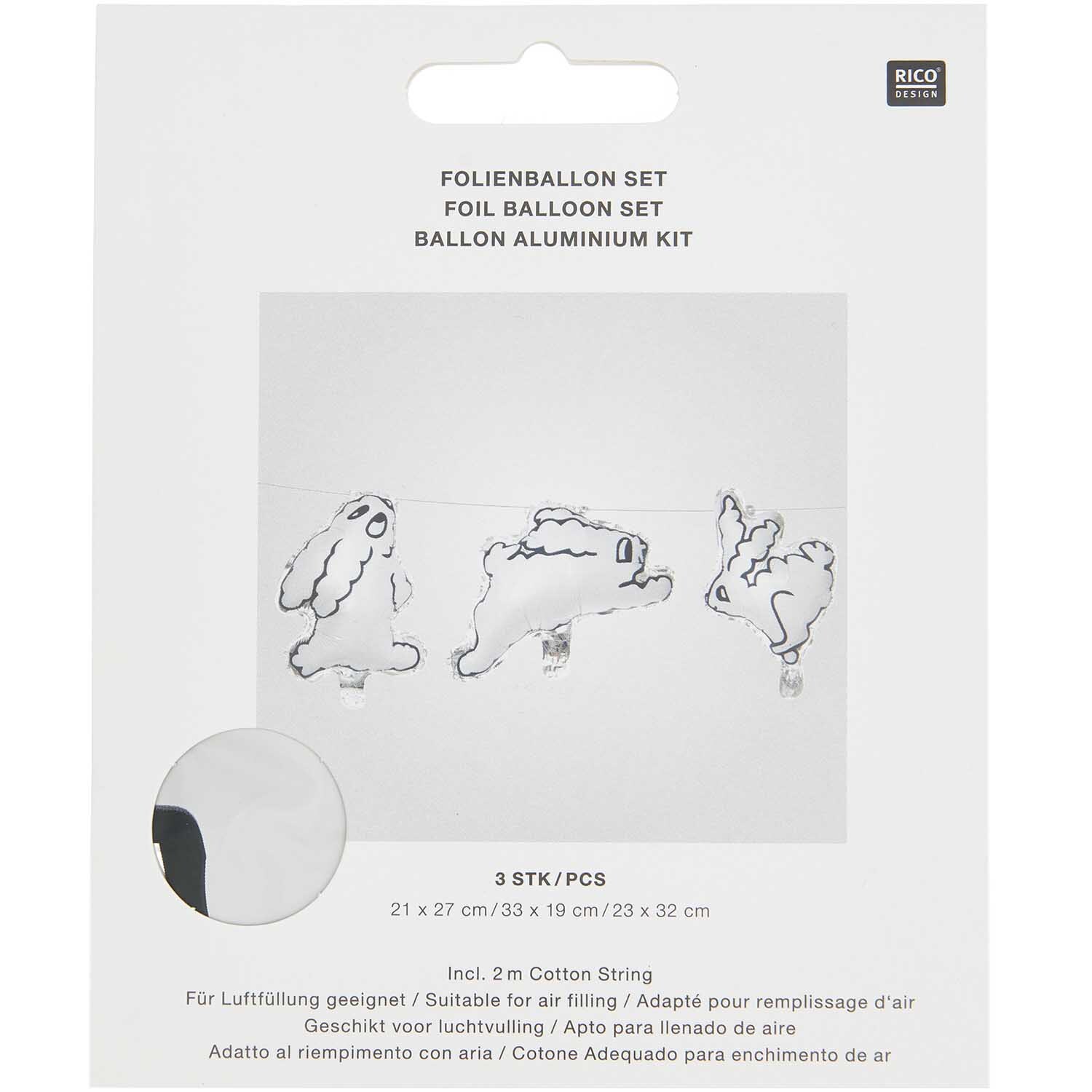Mini-Folienballon Set Hasen 3 Stück von Rico Design