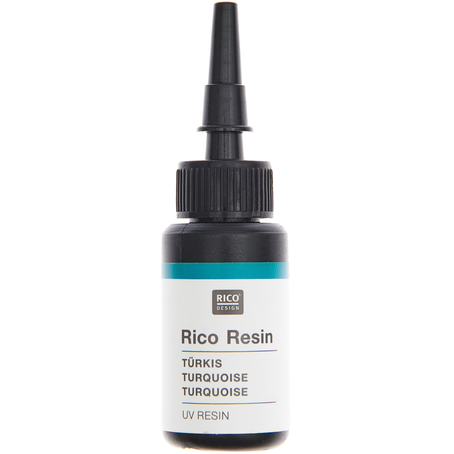 UV Resin von Rico Design in einer 10ml Flasche mit feiner Spitze, ideal für präzise Anwendungen.
