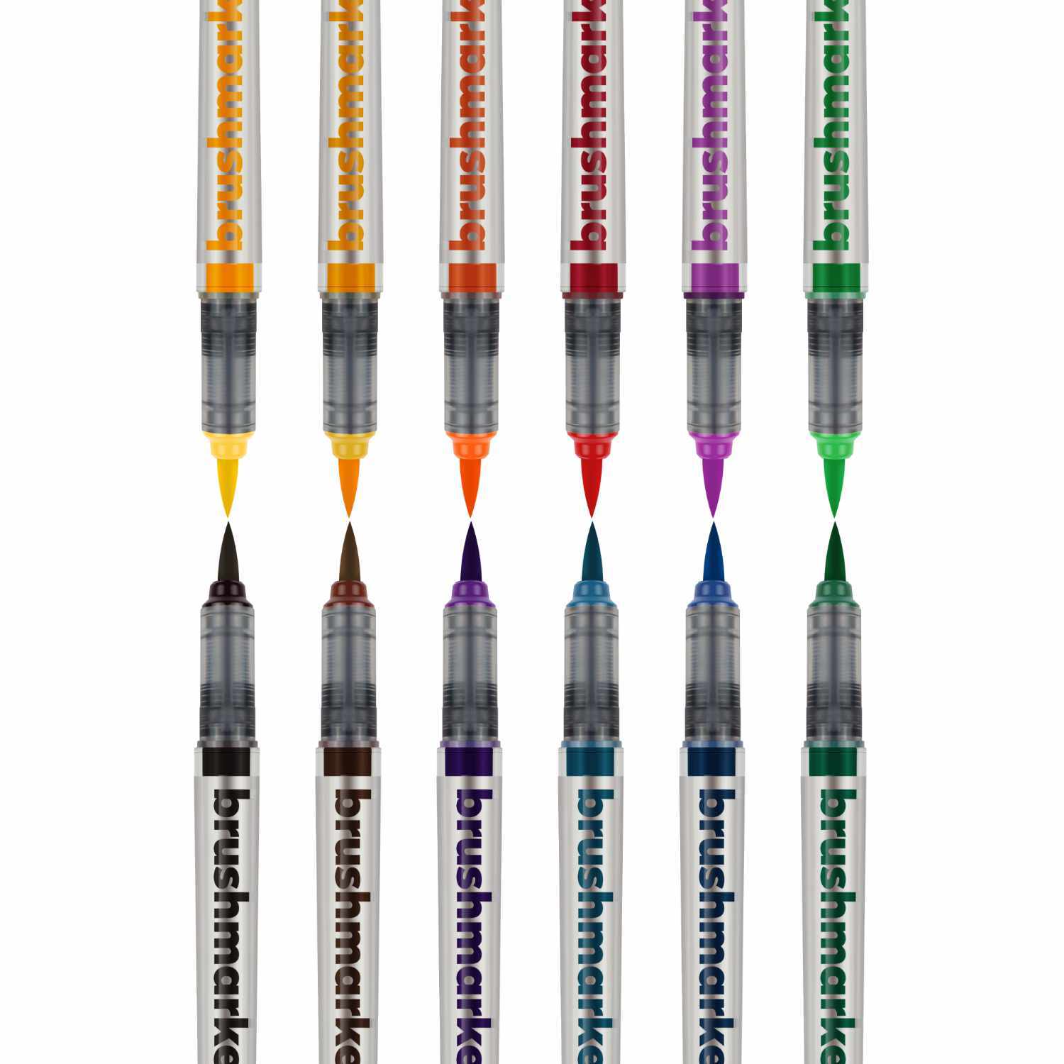 Brushmarker PRO Basic Colors Set mit 12 leuchtenden Farben von Karin, ideal für kreative Projekte.