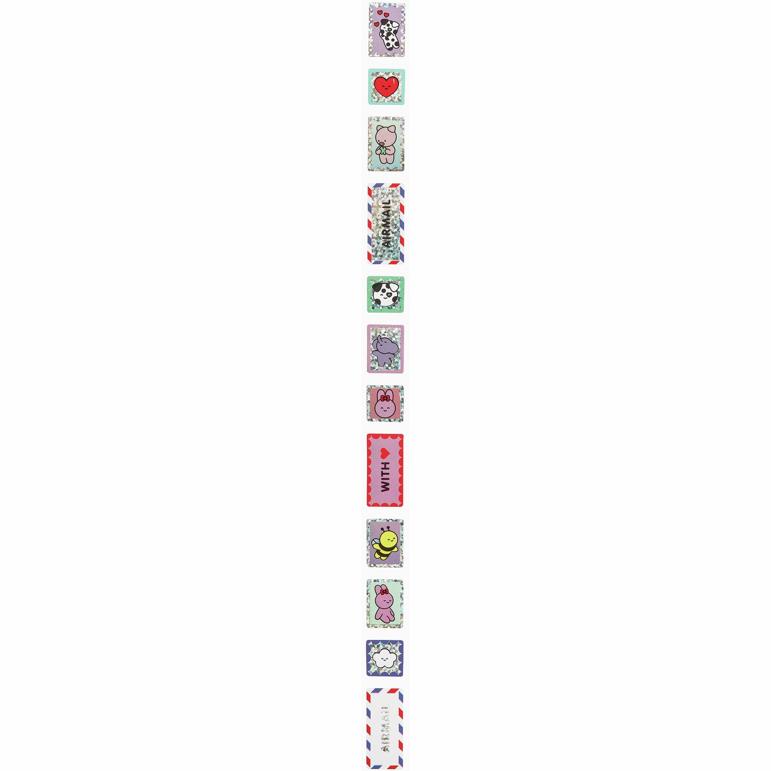 Paper Poetry Mini-Sticker Chingu Briefmarken 80 Stück, bunt, 1x1cm, mit verschiedenen Motiven wie Herzen und Tieren. Ideal für kreative Projekte.
