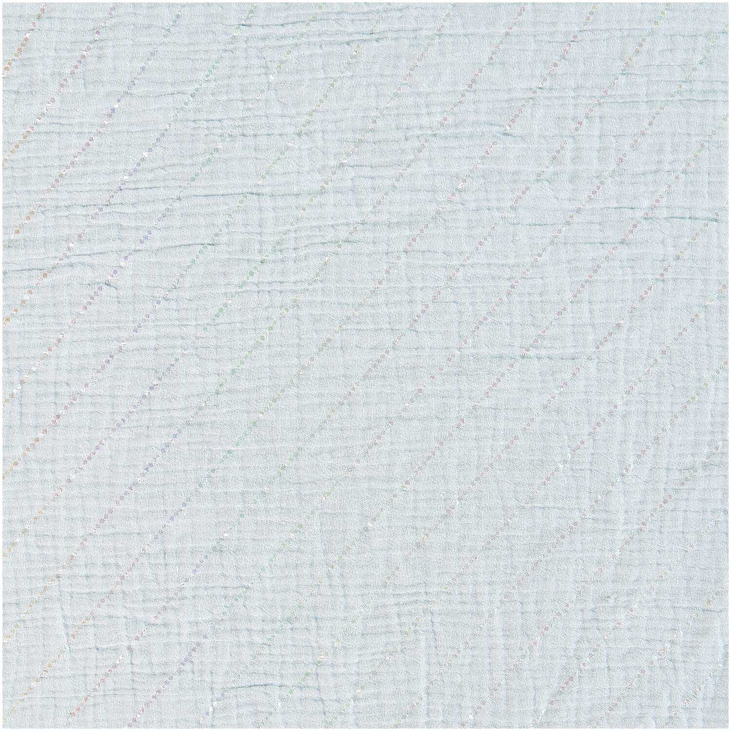 Stoffabschnitt Krinkelmusselin Streifen Hellblau, 50x130cm, von Rico Design. Strukturierte Oberfläche mit feinen Streifen.