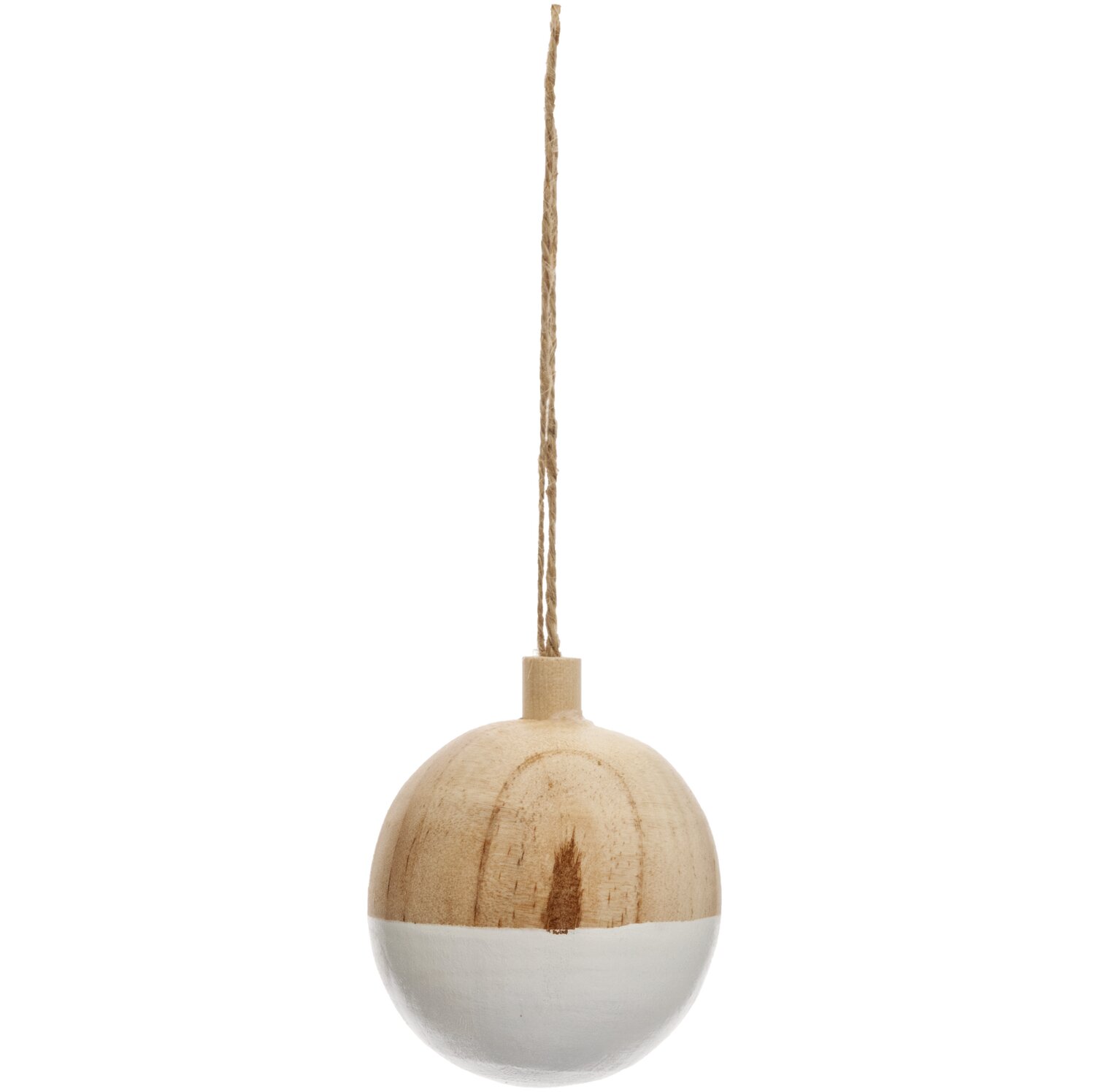 Baumschmuck Holzkugel natur-weiß Ø6cm: Dezente Holzkugel mit weißem Akzent, ideal für stilvolle Weihnachtsdekoration.