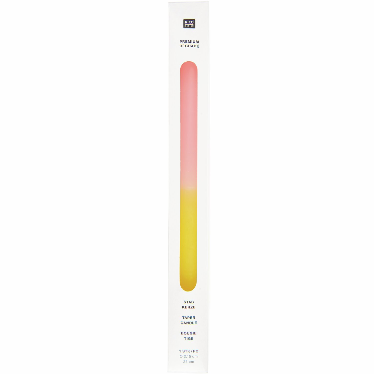 Kerze Dip Dye Ø2x23cm Farbe Gelb-Rosa von Rico Design