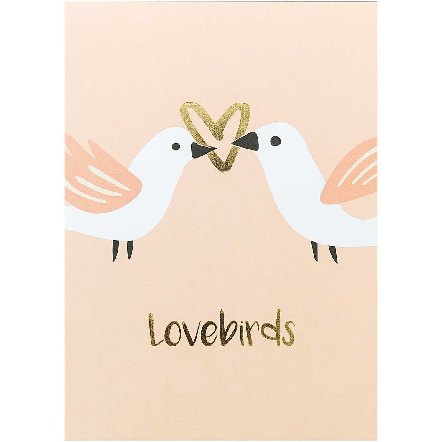 Paper Poetry Postkartenblock Hochzeit 15 Karten mit zwei weißen Vögeln und goldenen Details.