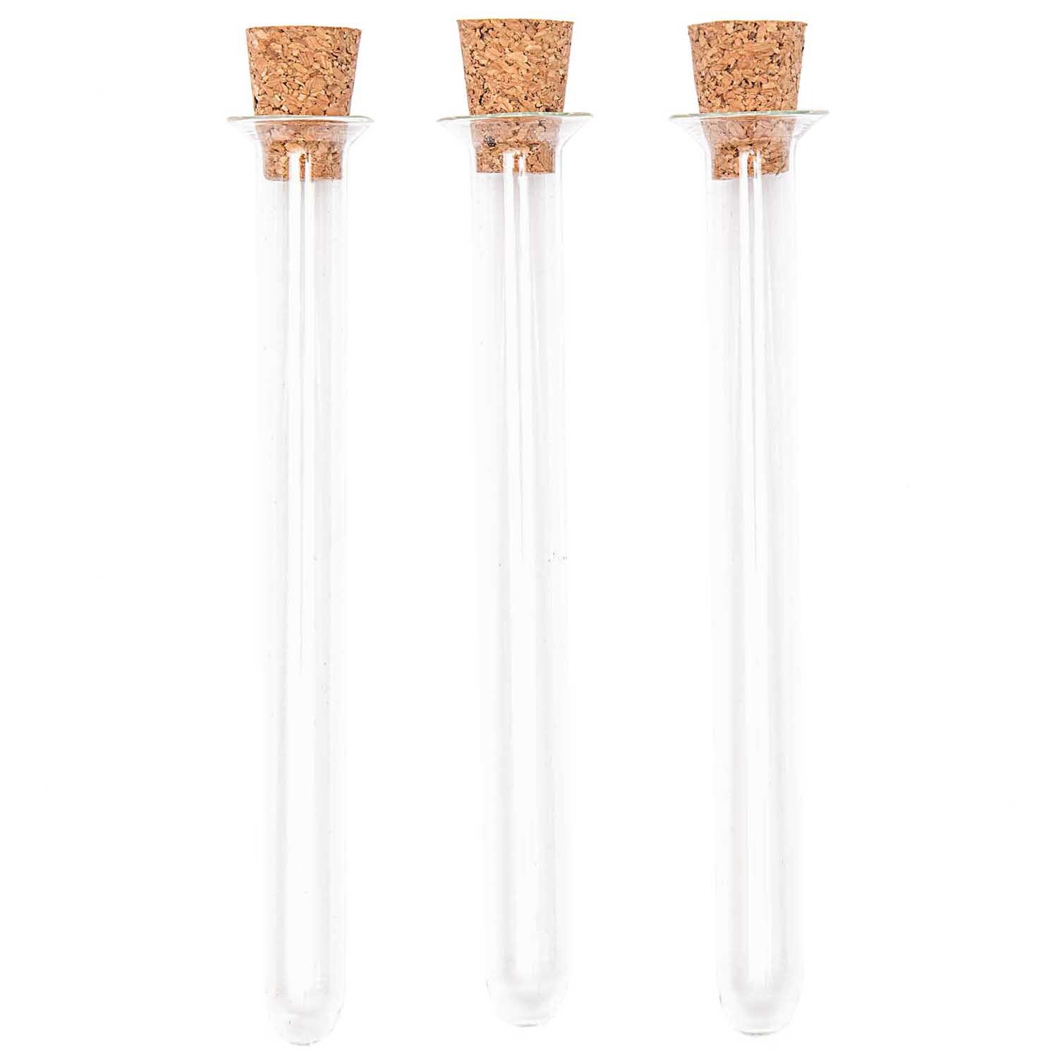 Reagenzglas mit Korken 16cm 3 Stück: Drei transparente Reagenzgläser mit Korkverschluss von idee. Creativmarkt. Ideal für kreative Projekte.