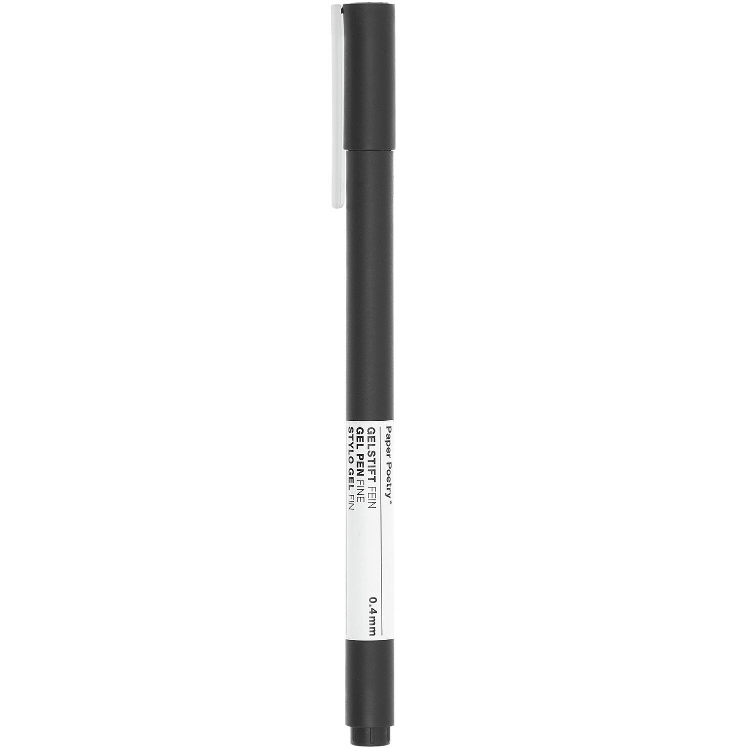 Paper Poetry Gelstift fein 0,4mm von Rico Design in elegantem Schwarz, ideal für präzises Schreiben.