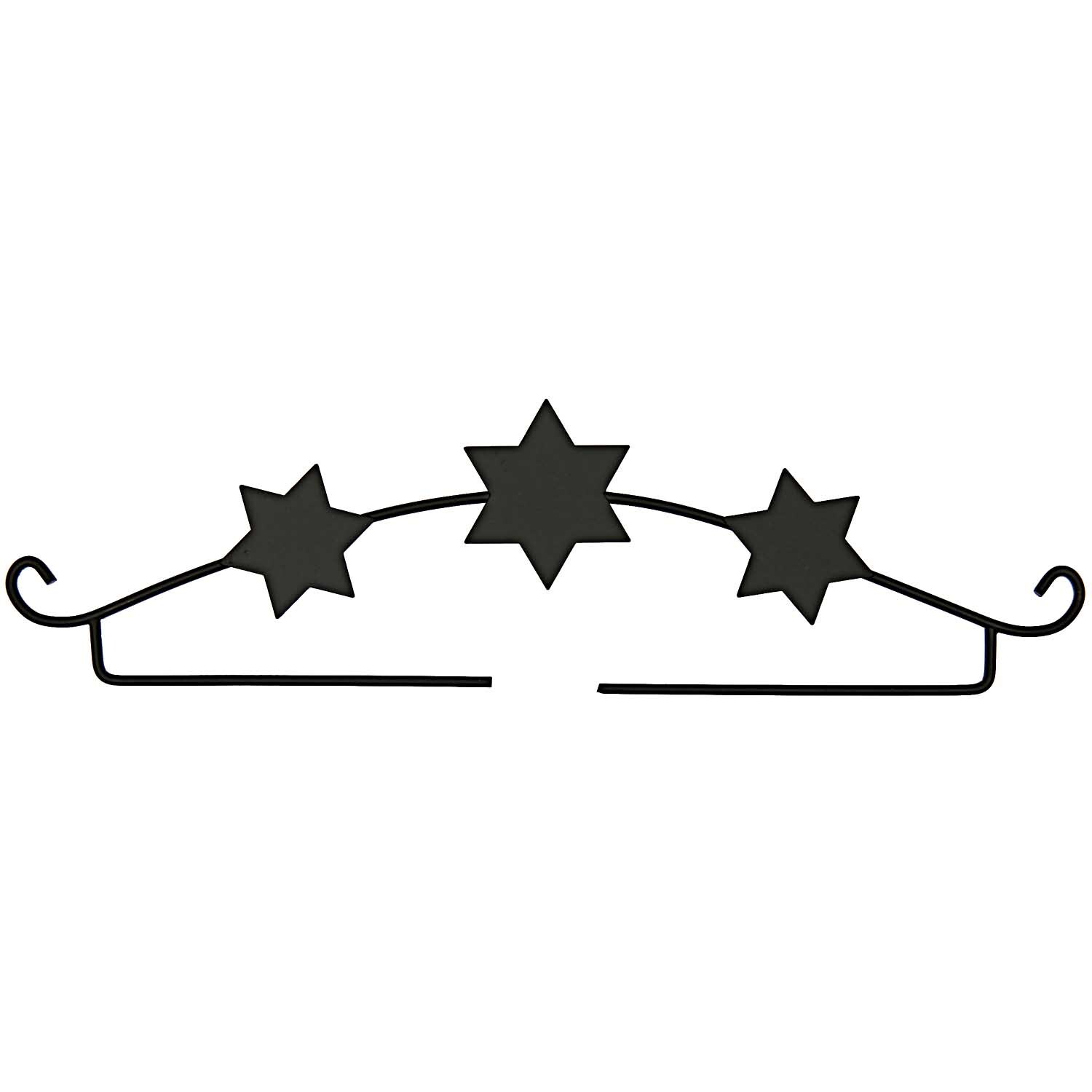 Dekobügel Sterne schwarz 21cm von Rico Design: Schwarzer Metallbügel mit drei sternförmigen Elementen, ideal für dekorative Zwecke.