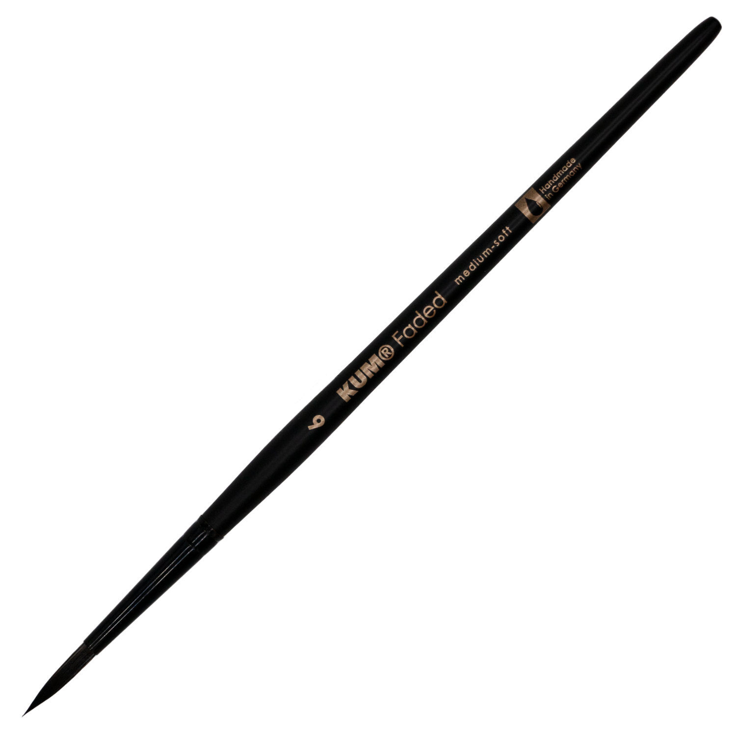 Pinsel Faded Round: Schwarzer KUM-Pinsel mit feiner Spitze, ideal für präzise Maltechniken.