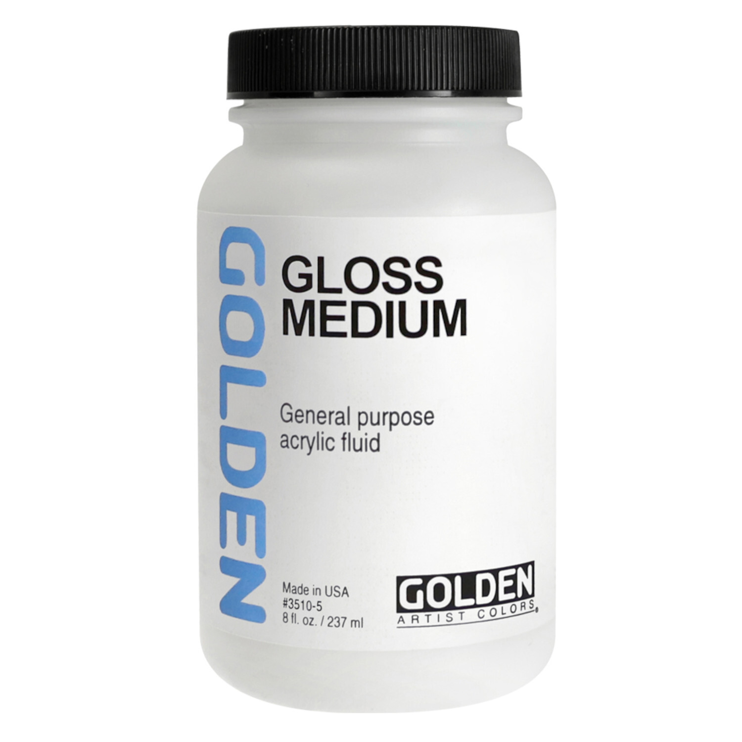 Golden Medium Glänzend, 237ml, weißer Behälter mit schwarzem Deckel, für allgemeine Acrylanwendungen.