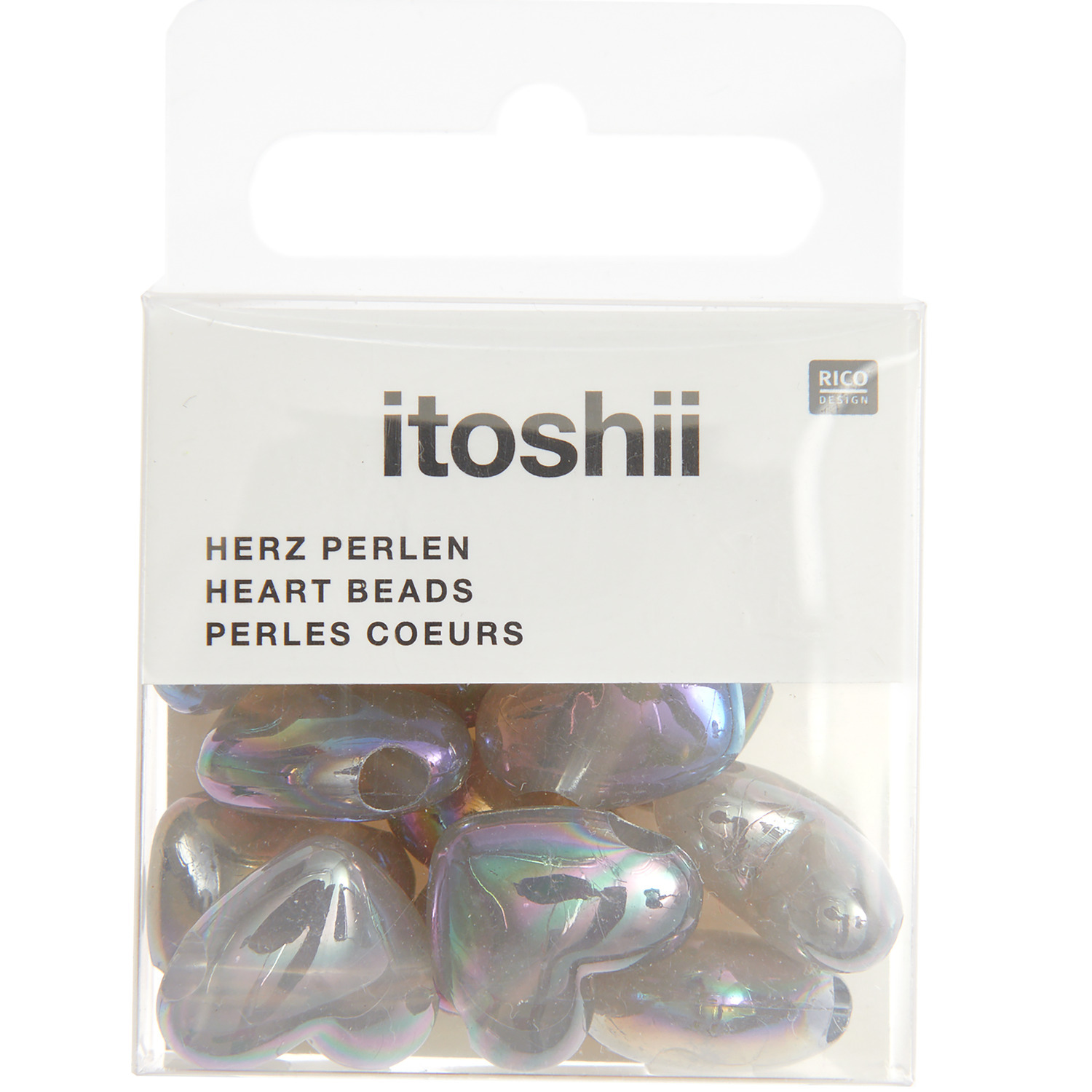 itoshii Herz Perlen holographisch grau 17x15x9mm 12 Stück von Rico Design