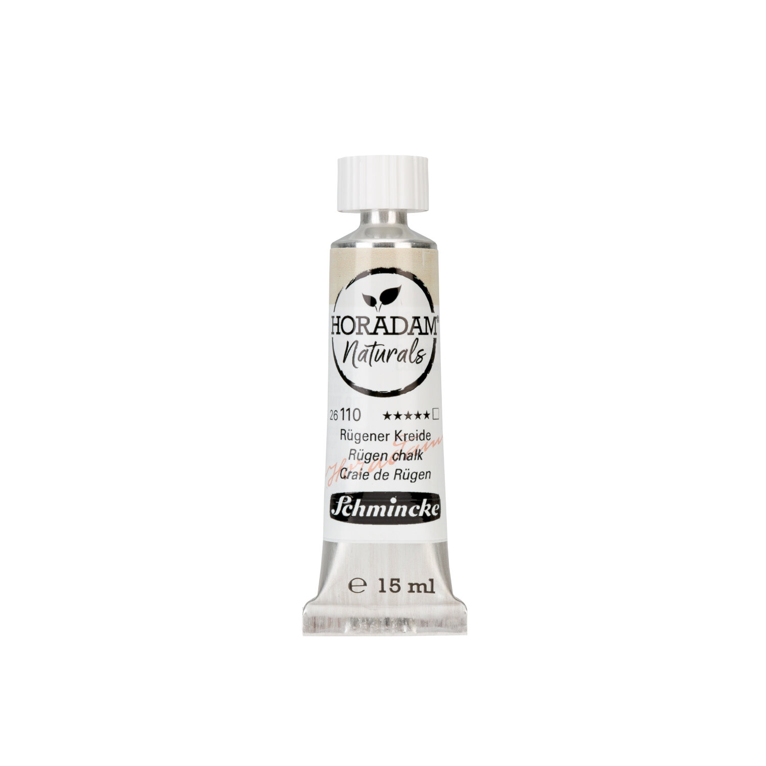 Horadam Naturals, Rügener Kreide, 15ml Tube von Schmincke. Weiße Verpackung mit schwarzem Logo.