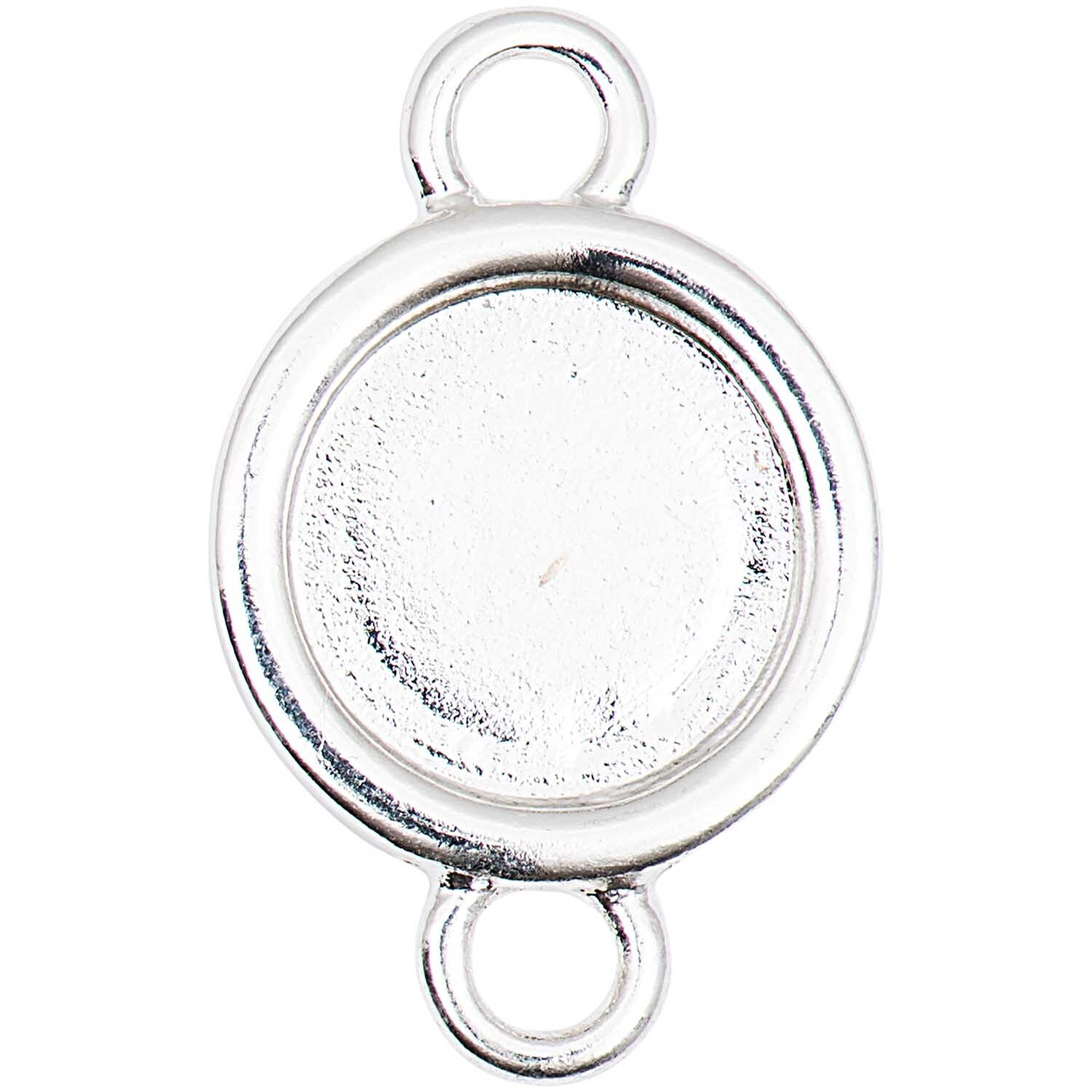 Cabochon Zwischenteil rund mit Ösen 16x26mm von Rico Design in Silber, ideal für Schmuckdesigns.
