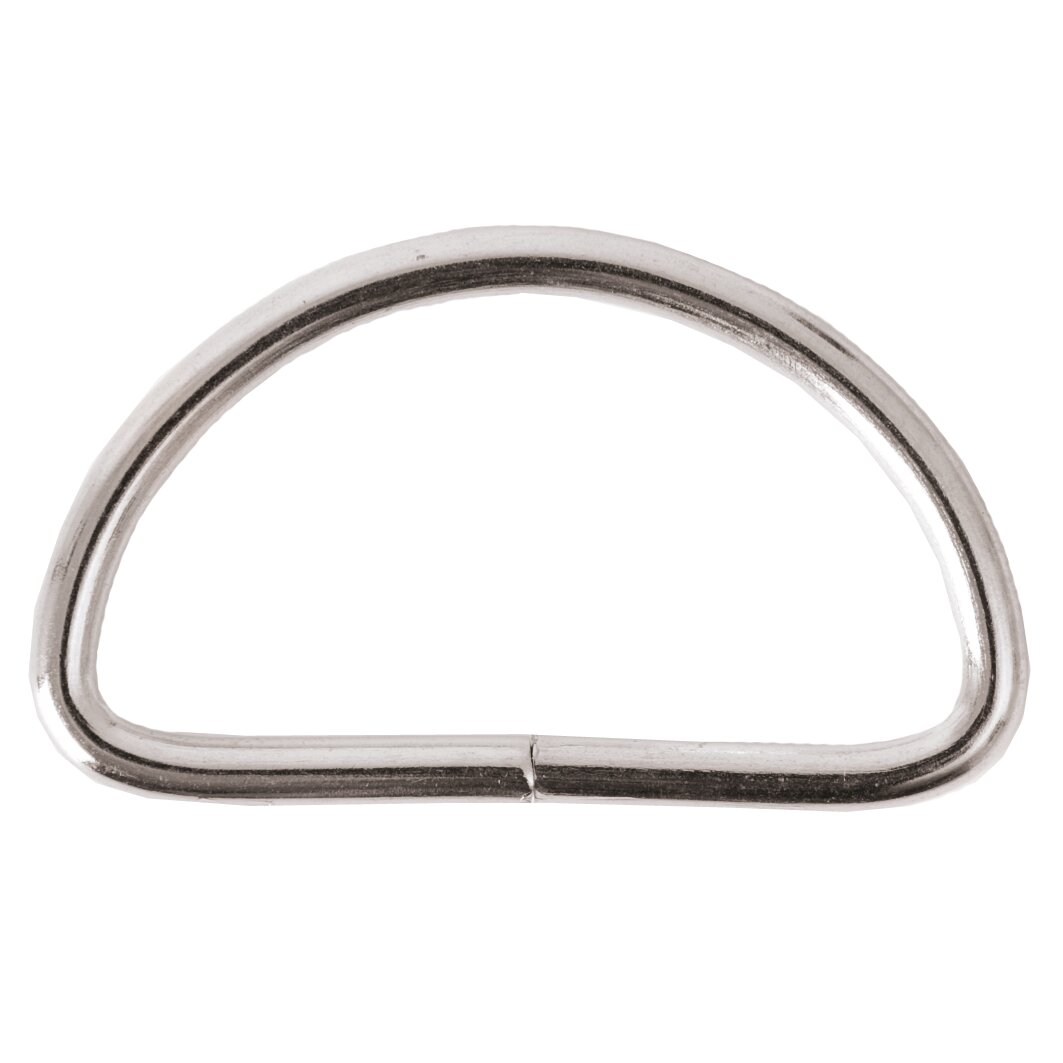 D-Ringe 40mm 4 Stück, Rico Design, stabile Metall-D-Halbringe in glänzendem Silber, ideal zum Anbringen von Gurtbändern, Taschenhenkeln und Verschlüssen