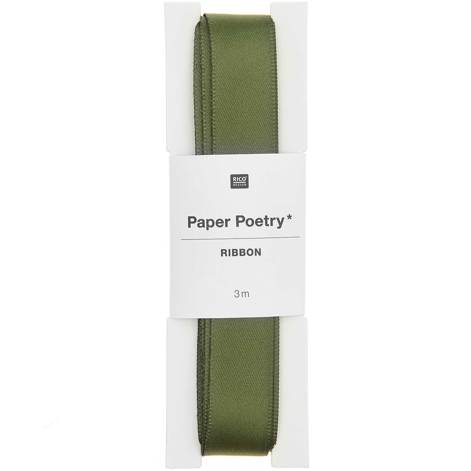 Paper Poetry Satinband 16mm 3m Farbe Olive von Rico Design