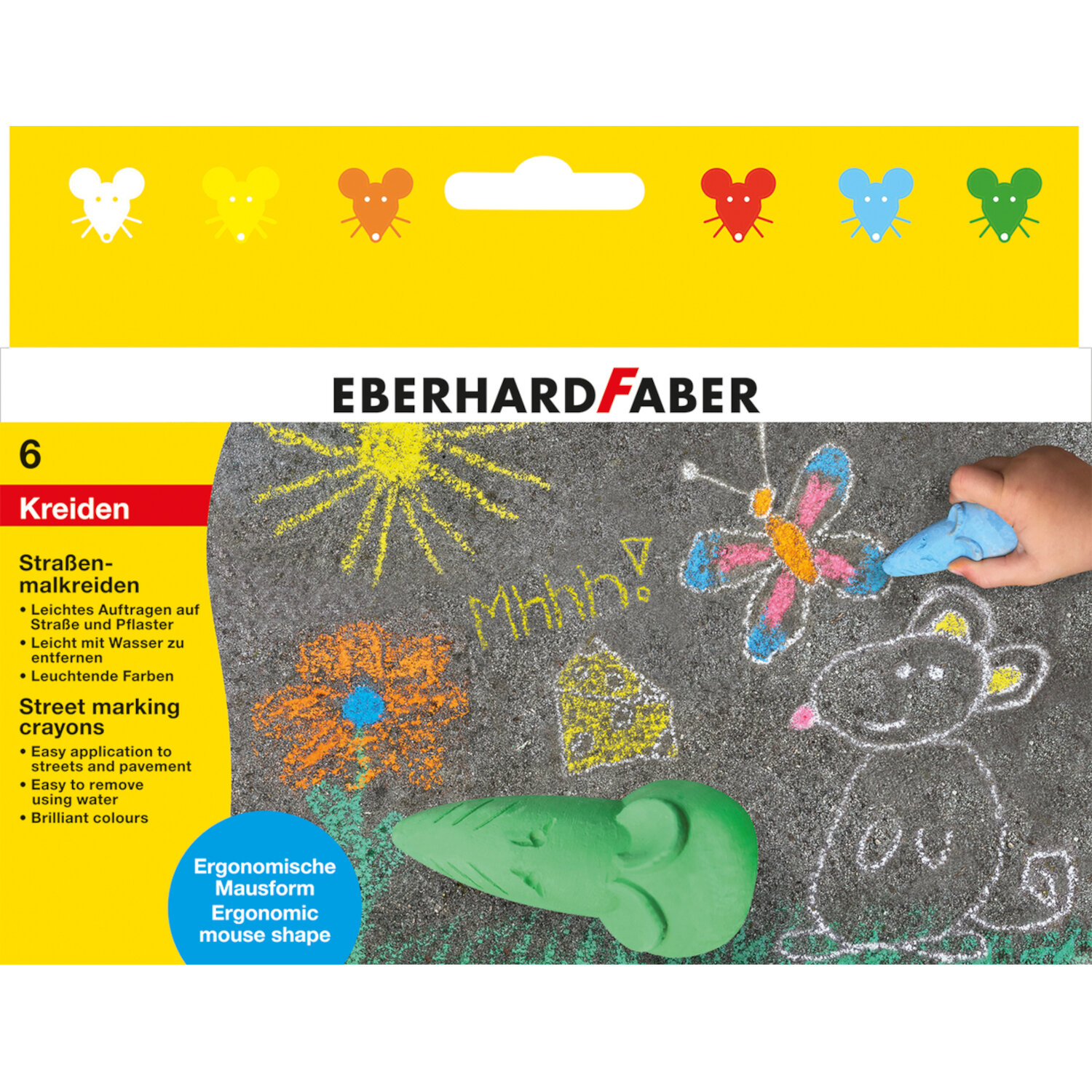Straßenmalkreide Maus Set 6 Stk von Eberhard Faber Vertrieb 