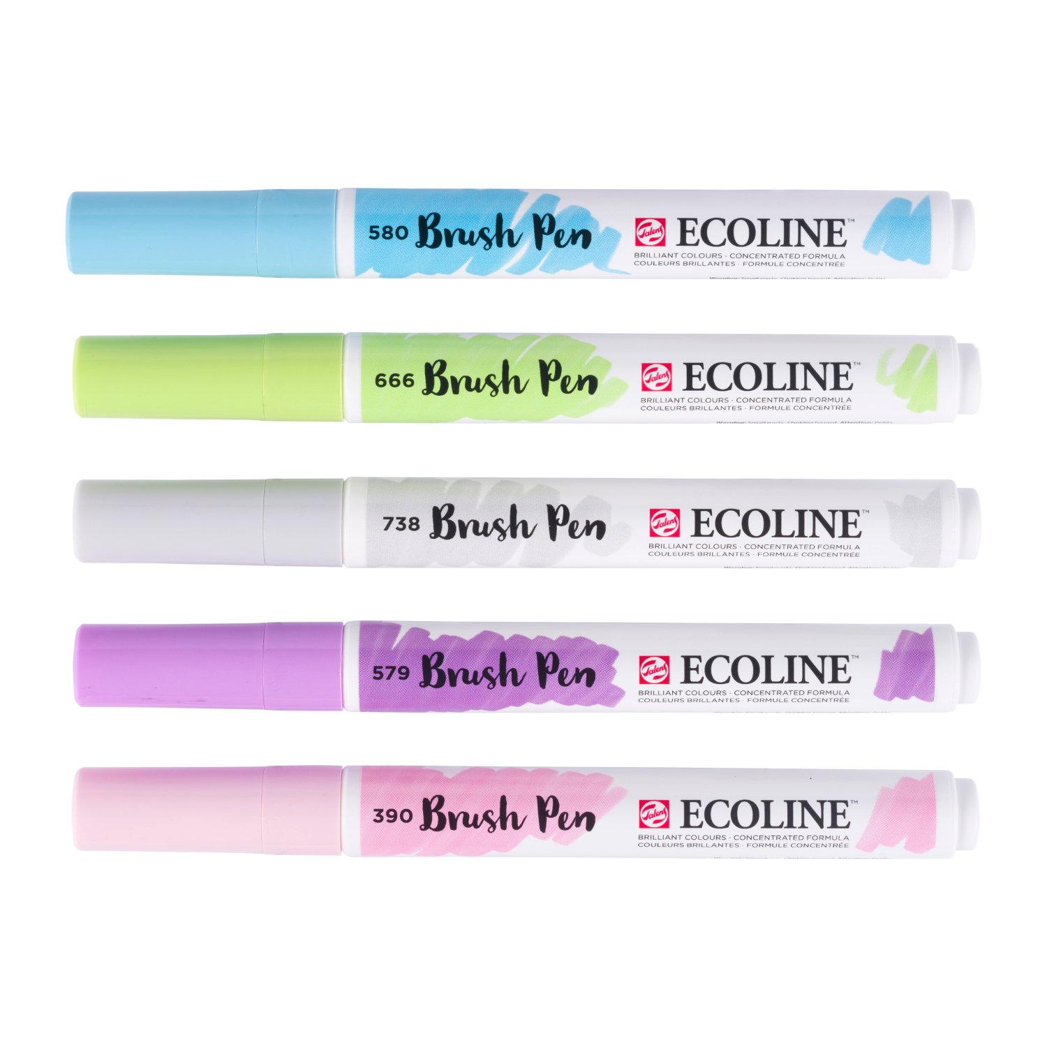 Ecoline Brush Pen Set Pastellfarben: Fünf hochwertige Pinselstifte in sanften Tönen für kreative Projekte. Ideal für Künstler und Designer.
