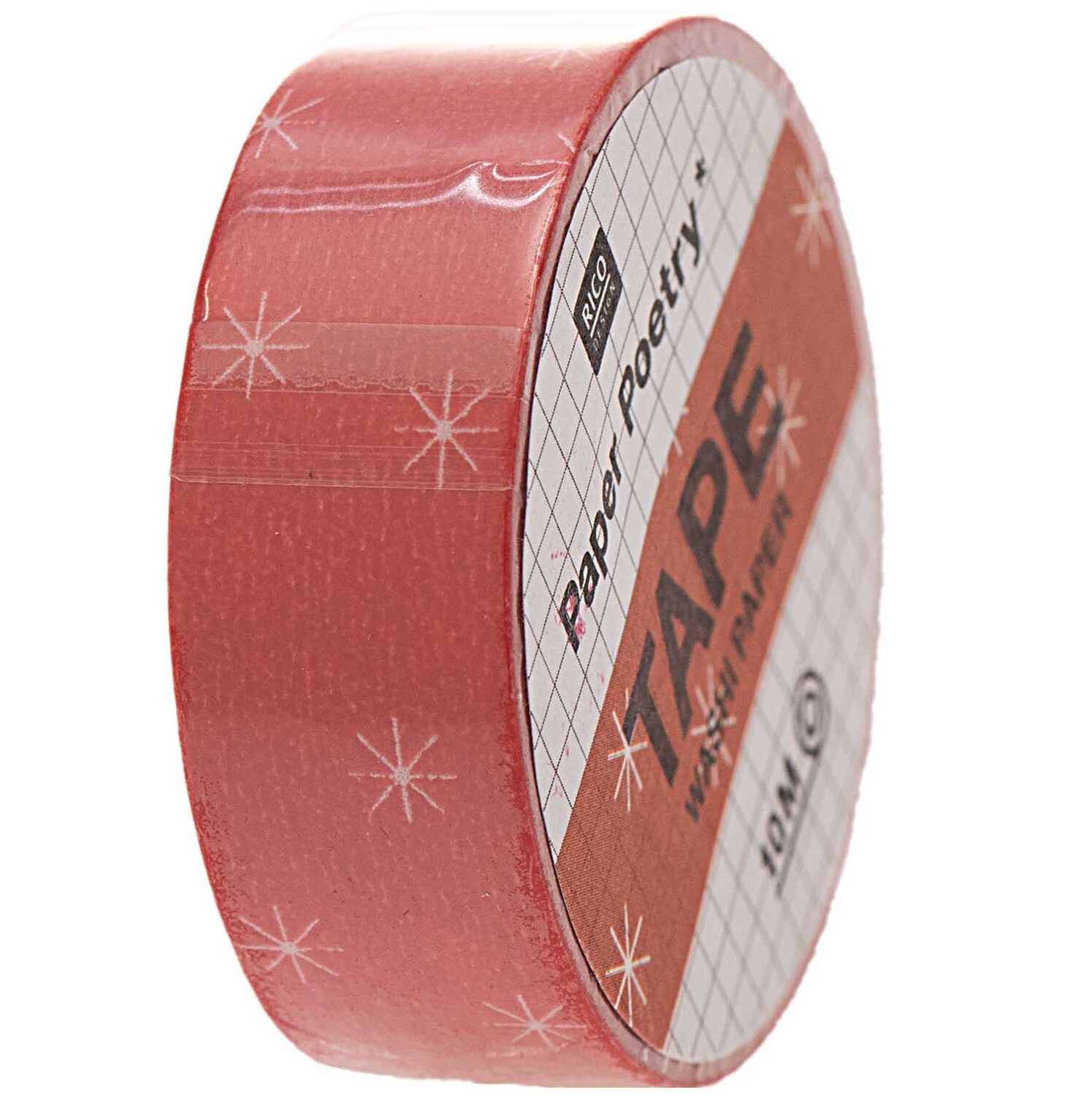 Paper Poetry Tape Schneeflocken rot 1,5cm 10m von Rico Design